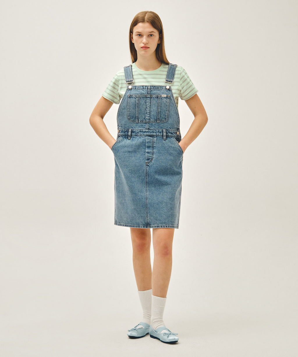 Marithe & Francois Girbaud - Denim Overall Midi Skirt (Blue) product image 1 | TRAB K-Fashion Australia
