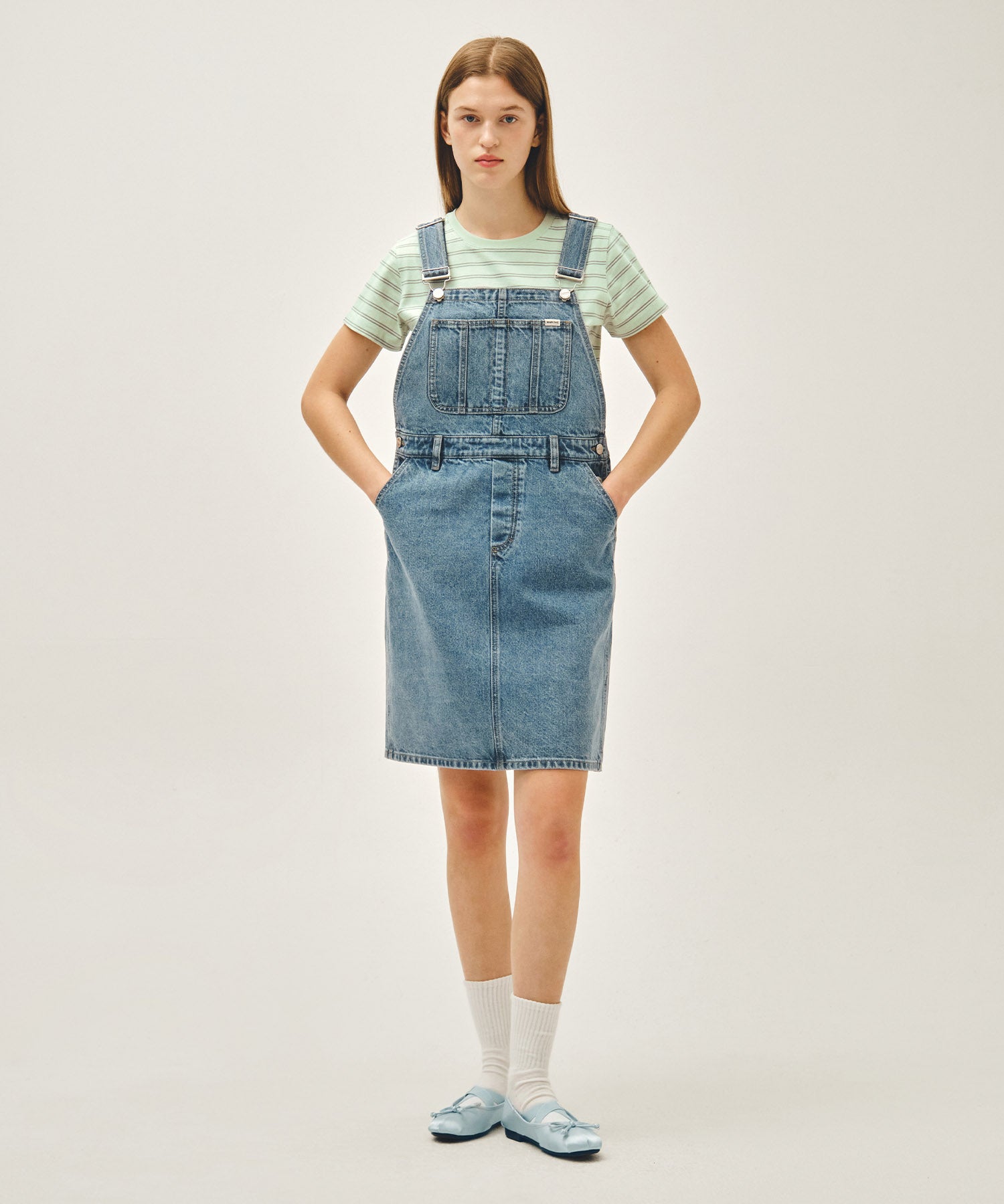 Marithe & Francois Girbaud - Denim Overall Midi Skirt (Blue) product image 1 | TRAB K-Fashion Australia