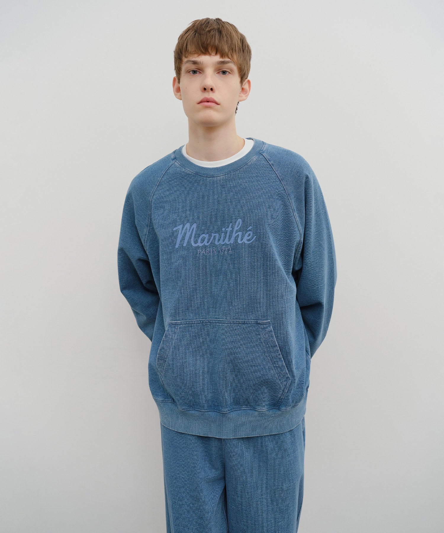 Marithe & Francois Girbaud - Garment Dyed Oversized Sweatshirt (Blue) product image 1 | TRAB K-Fashion Australia