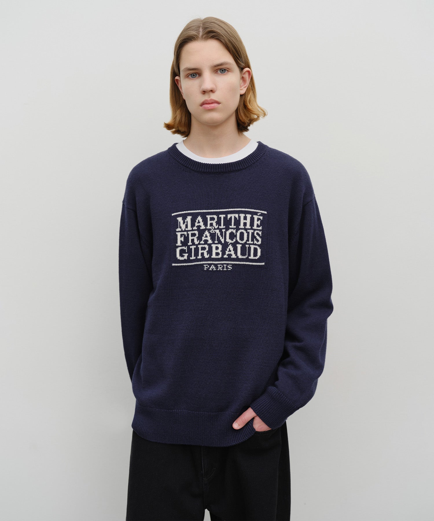 Marithe & Francois Girbaud - Classic Logo Knit Pullover (Navy) product image 1 | TRAB K-Fashion Australia