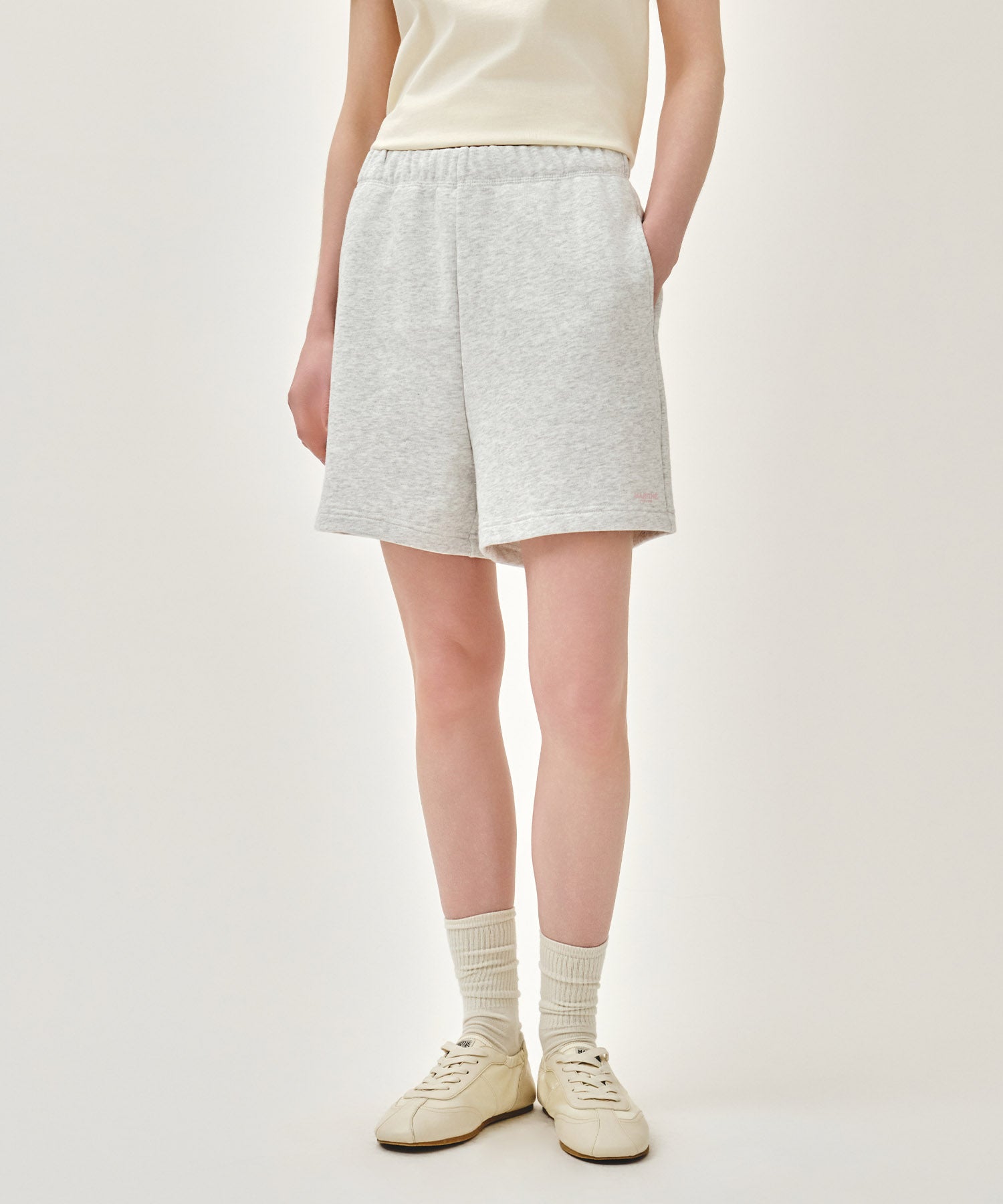 Marithe & Francois Girbaud - Regular Logo Sweat Shorts (Light Heather Gray) product image 1 | TRAB K-Fashion Australia