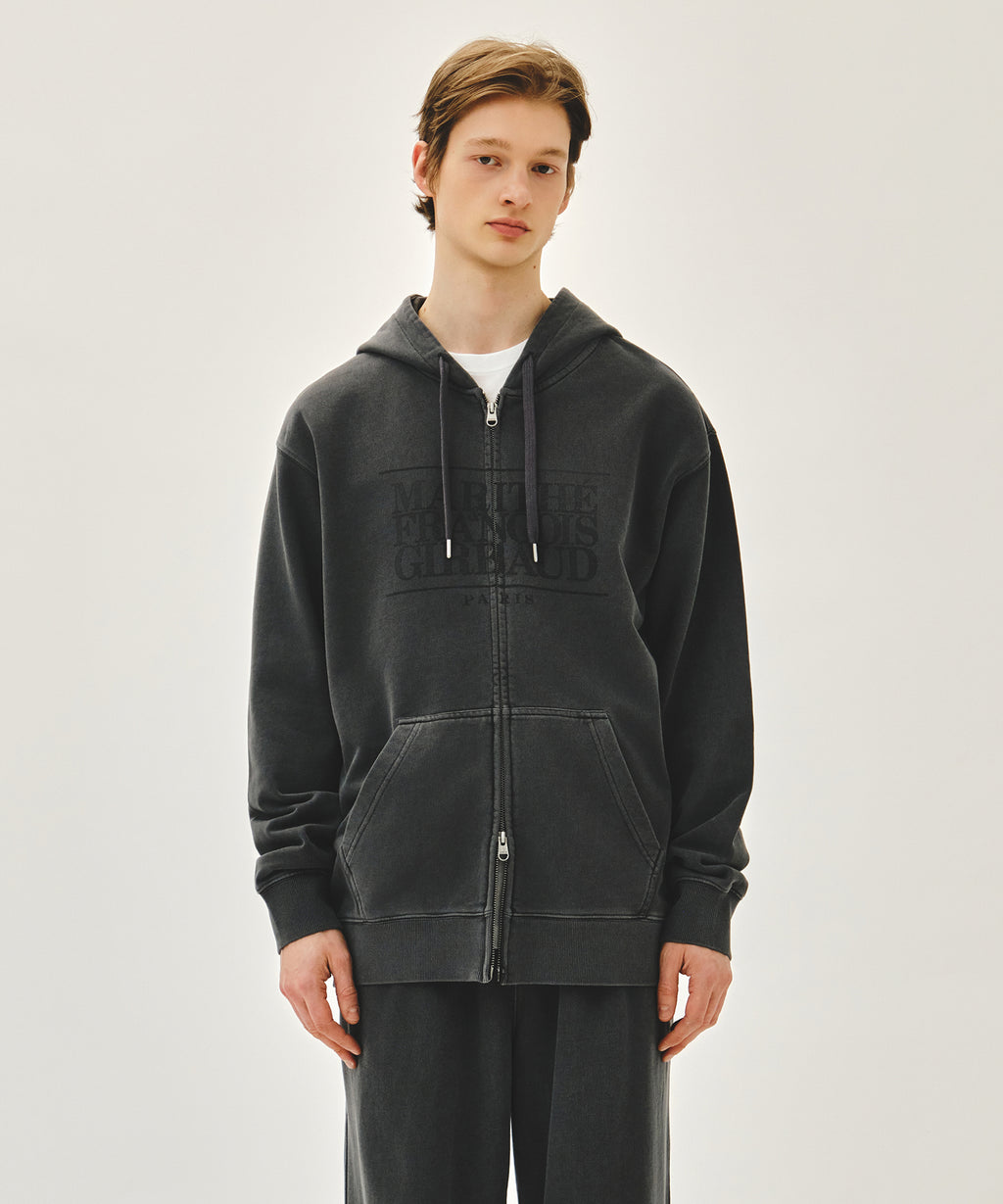 Marithe & Francois Girbaud - Classic Logo Dyeing Hoodie Zipup (Charcoal) product image 1 | TRAB K-Fashion Australia