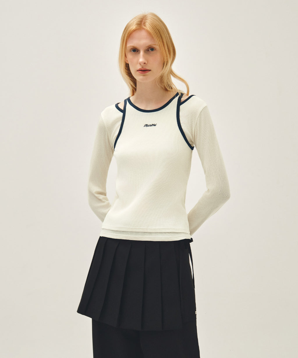 Marithe & Francois Girbaud - Sleeveless Layered Long Sleeve Tee (Ivory) product image 1 | TRAB K-Fashion Australia