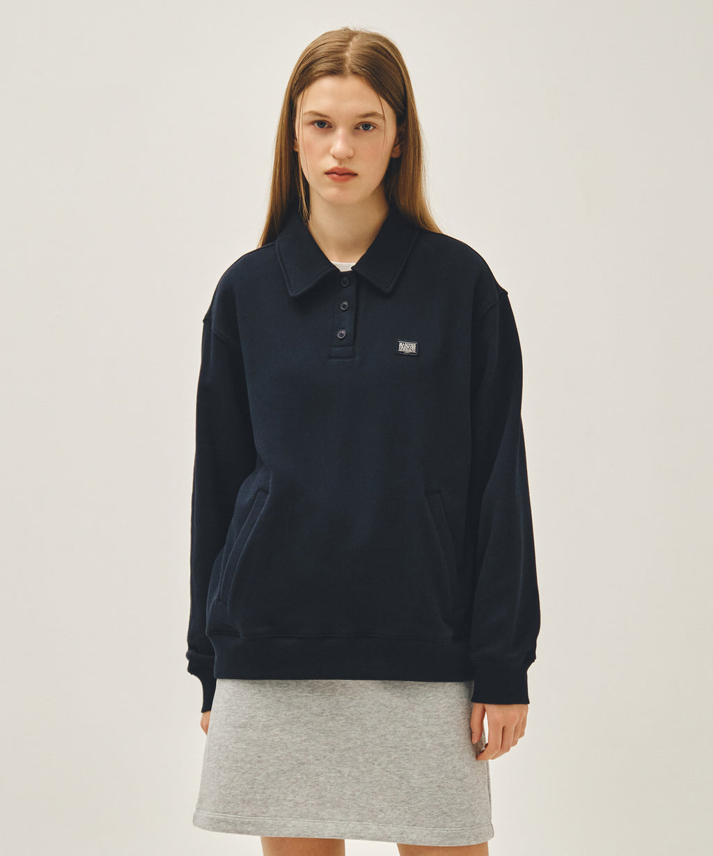 Marithe & Francois Girbaud - Classic Logo Wappen Collar Sweatshirt (Navy) product image 1 | TRAB K-Fashion Australia