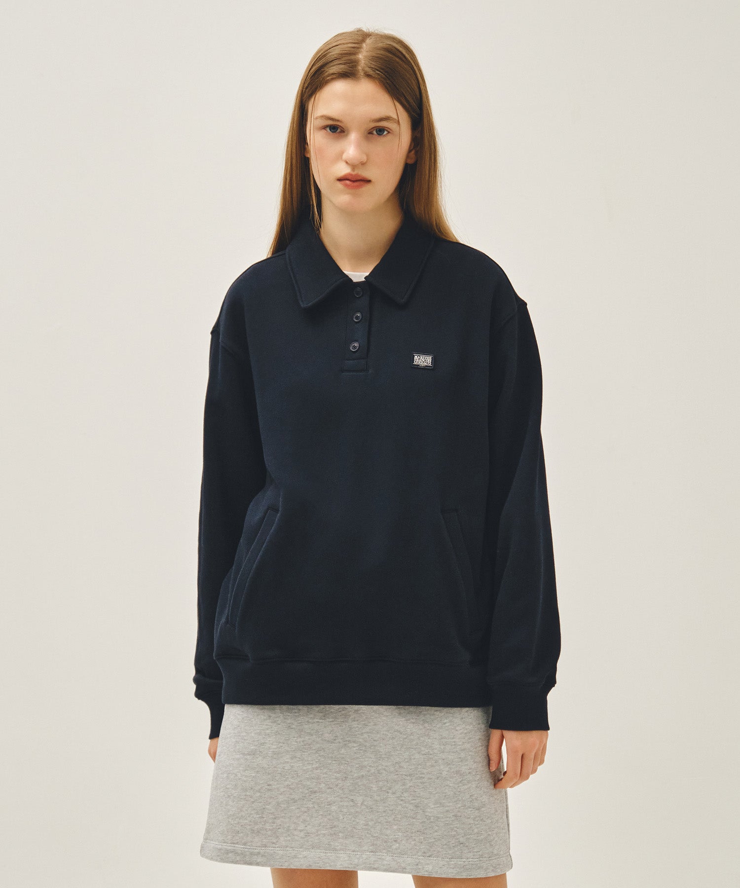 Marithe & Francois Girbaud - Classic Logo Wappen Collar Sweatshirt (Navy) product image 1 | TRAB K-Fashion Australia