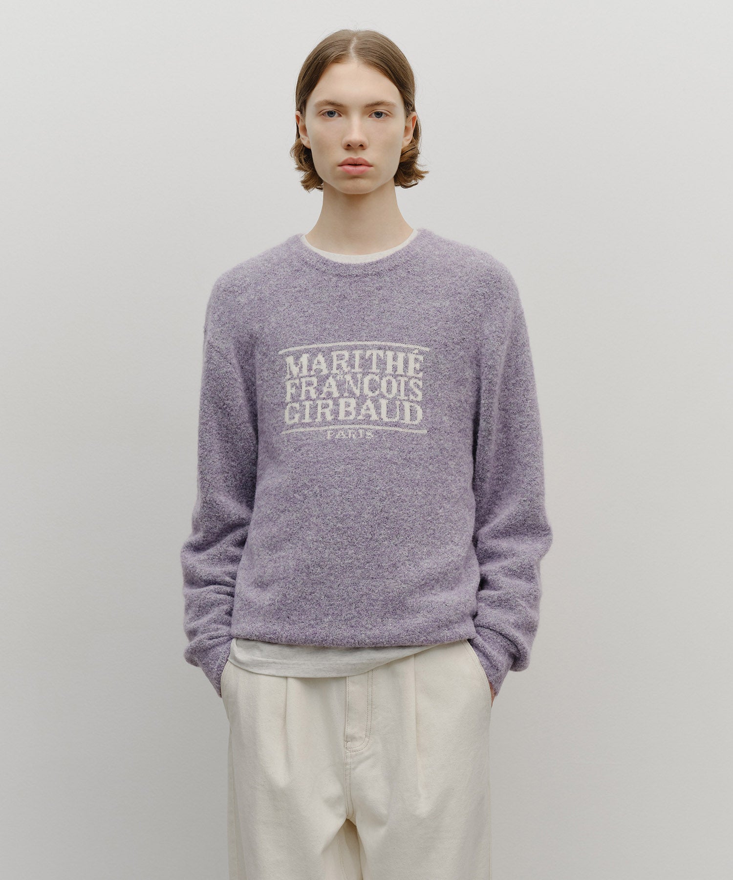 Marithe & Francois Girbaud - Boucle Classic Logo Knit Pullover (Light Purple) product image 1 | TRAB K-Fashion Australia
