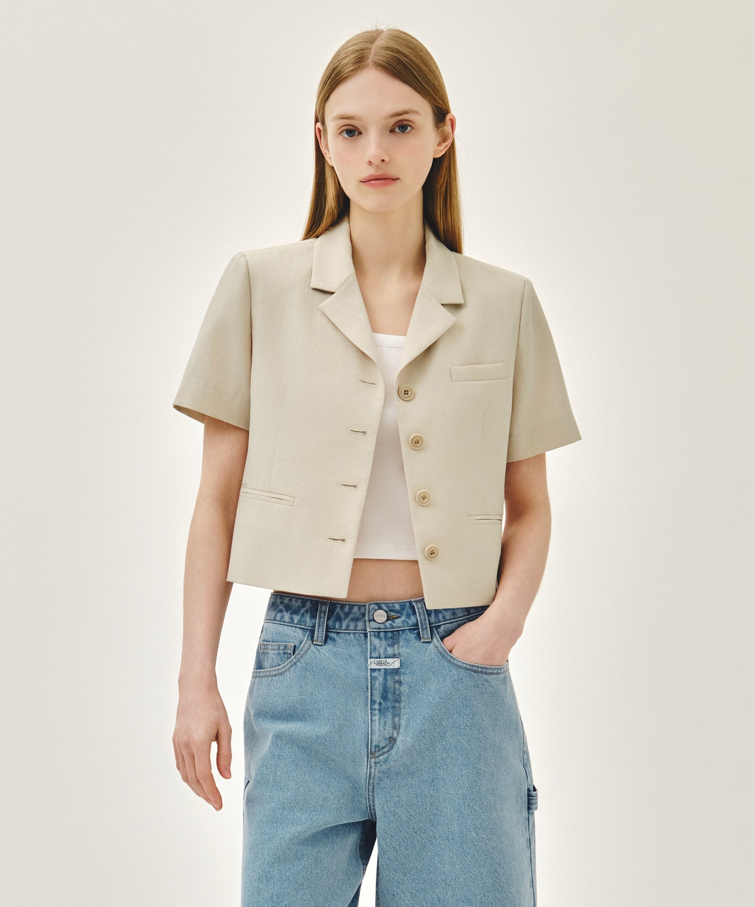 Marithe & Francois Girbaud - Half Sleeve Jacket (Beige) product image 1 | TRAB K-Fashion Australia