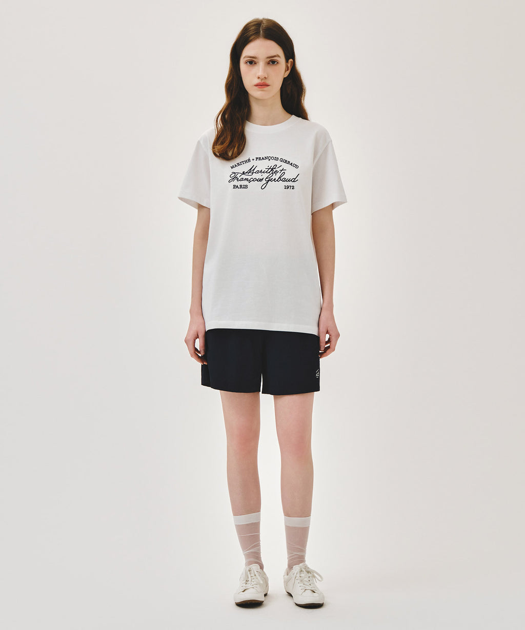 Marithe & Francois Girbaud - Logo Tee+nylon Shorts Set-up (White) product image 1 | TRAB K-Fashion Australia