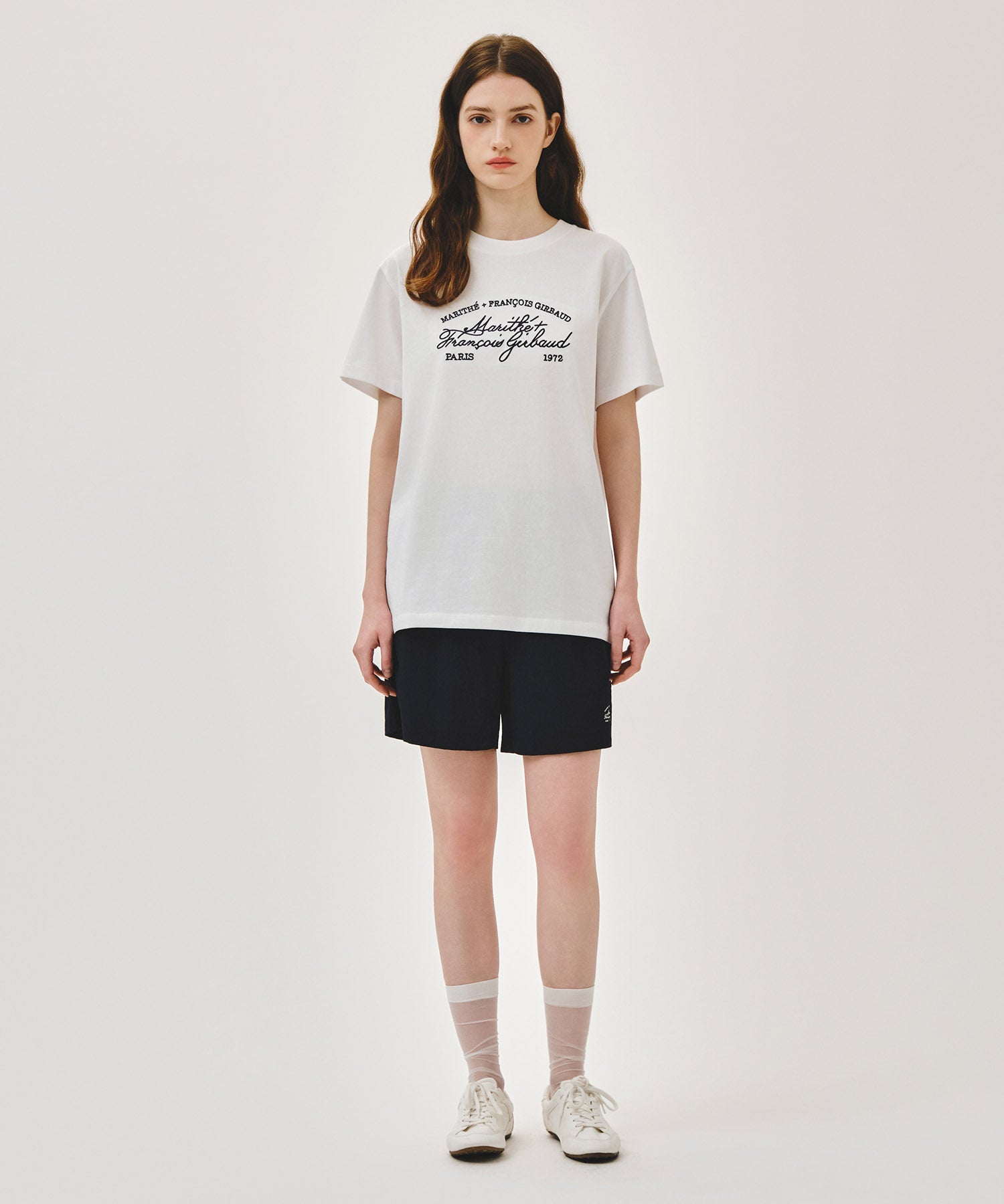 Marithe & Francois Girbaud - Logo Tee+nylon Shorts Set-up (White) product image 1 | TRAB K-Fashion Australia