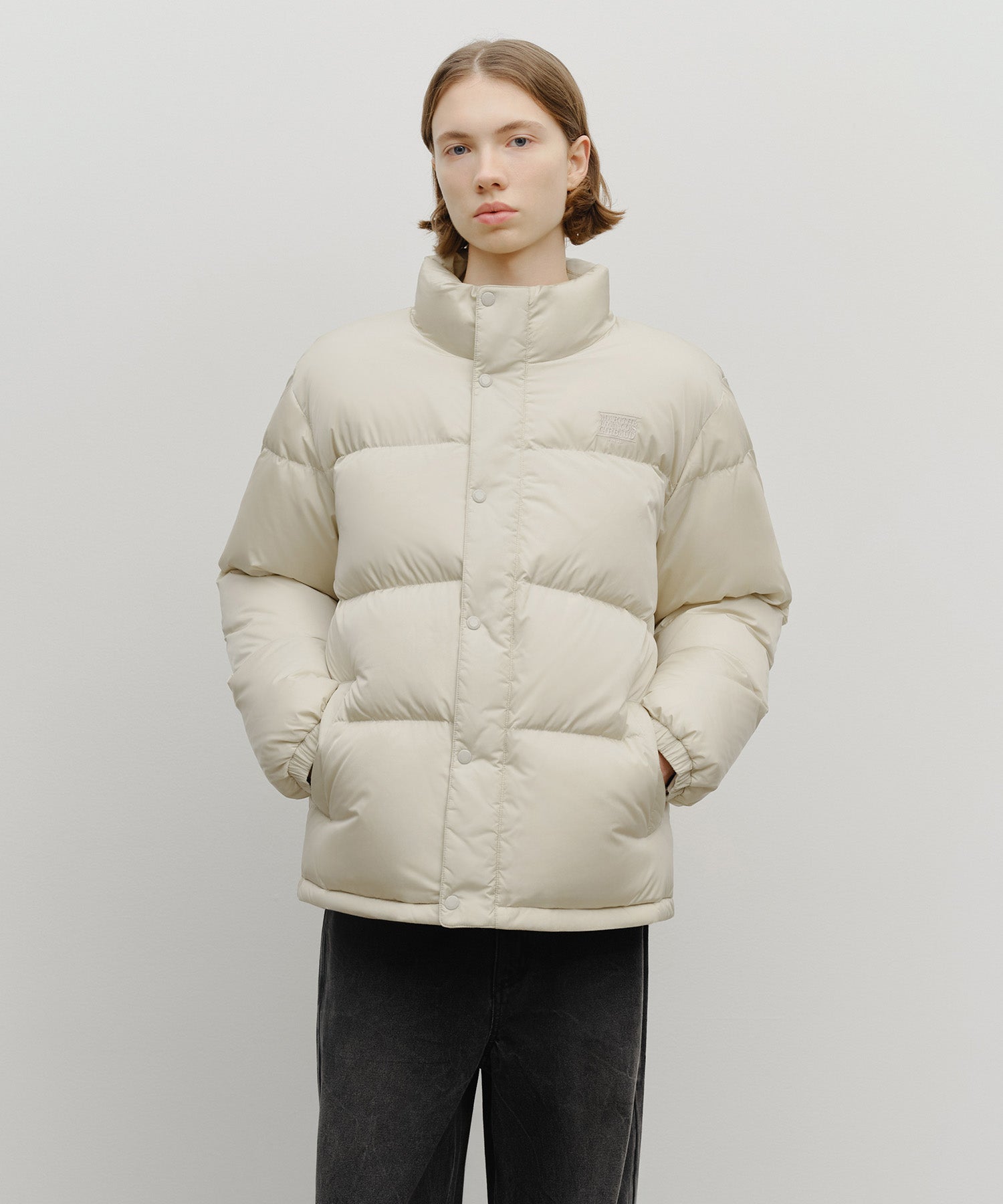 Marithe & Francois Girbaud - Classic Logo Down Jacket (Light Beige) product image 1 | TRAB K-Fashion Australia