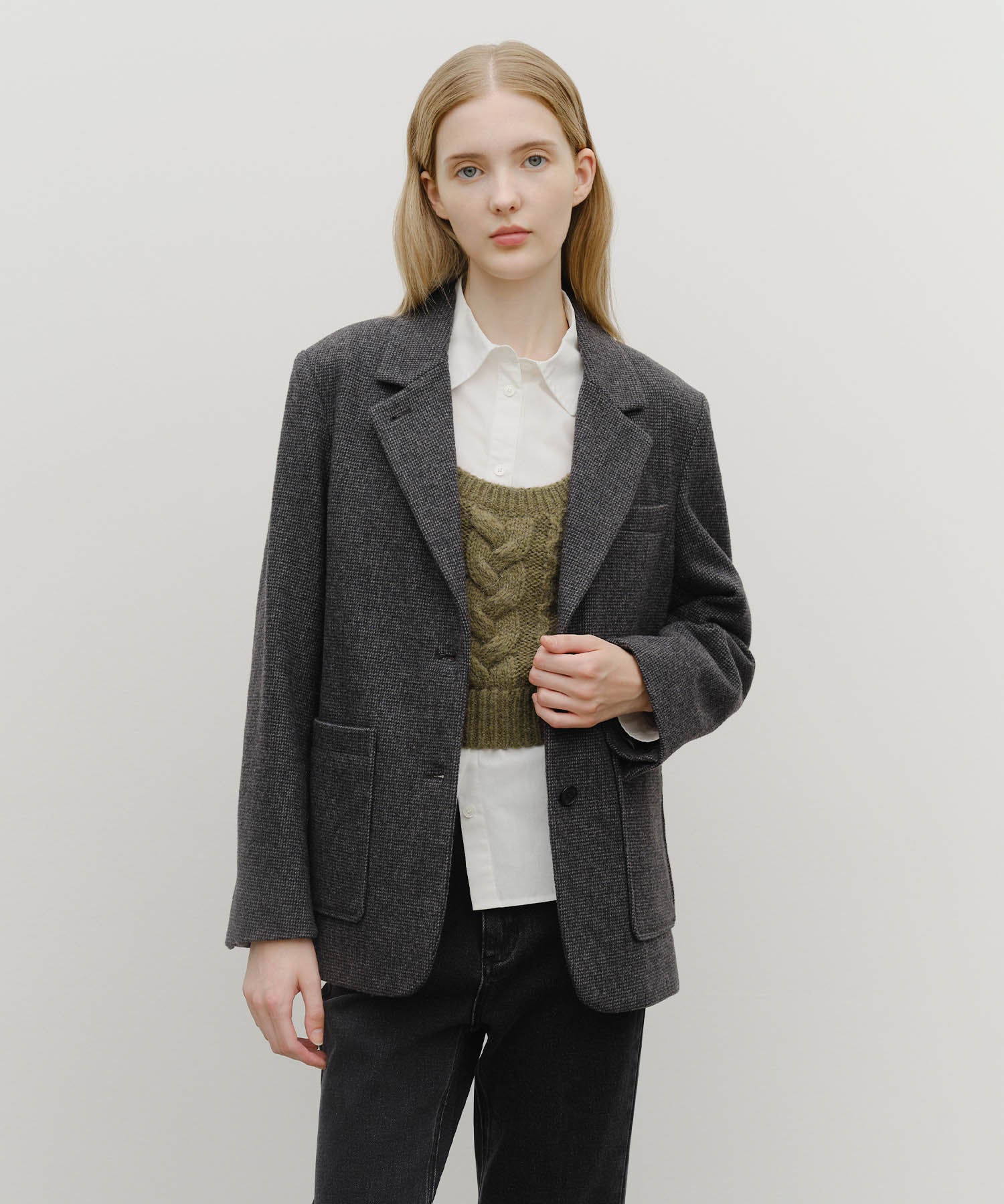 Marithe & Francois Girbaud - Wool Blazer Jacket (Charcoal) product image 4 | TRAB K-Fashion Australia
