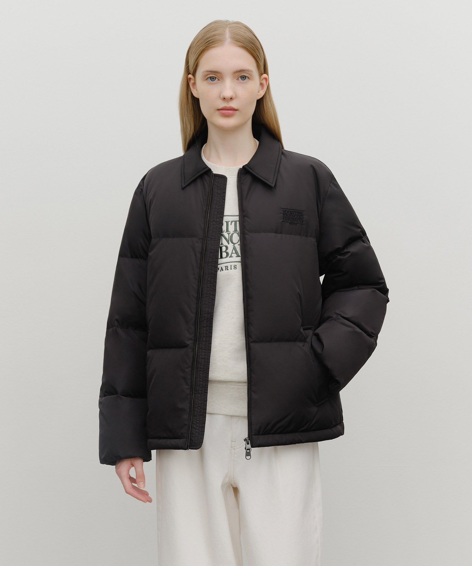 Marithe & Francois Girbaud - Classic Logo Collar Down Jacket (Black) product image 1 | TRAB K-Fashion Australia