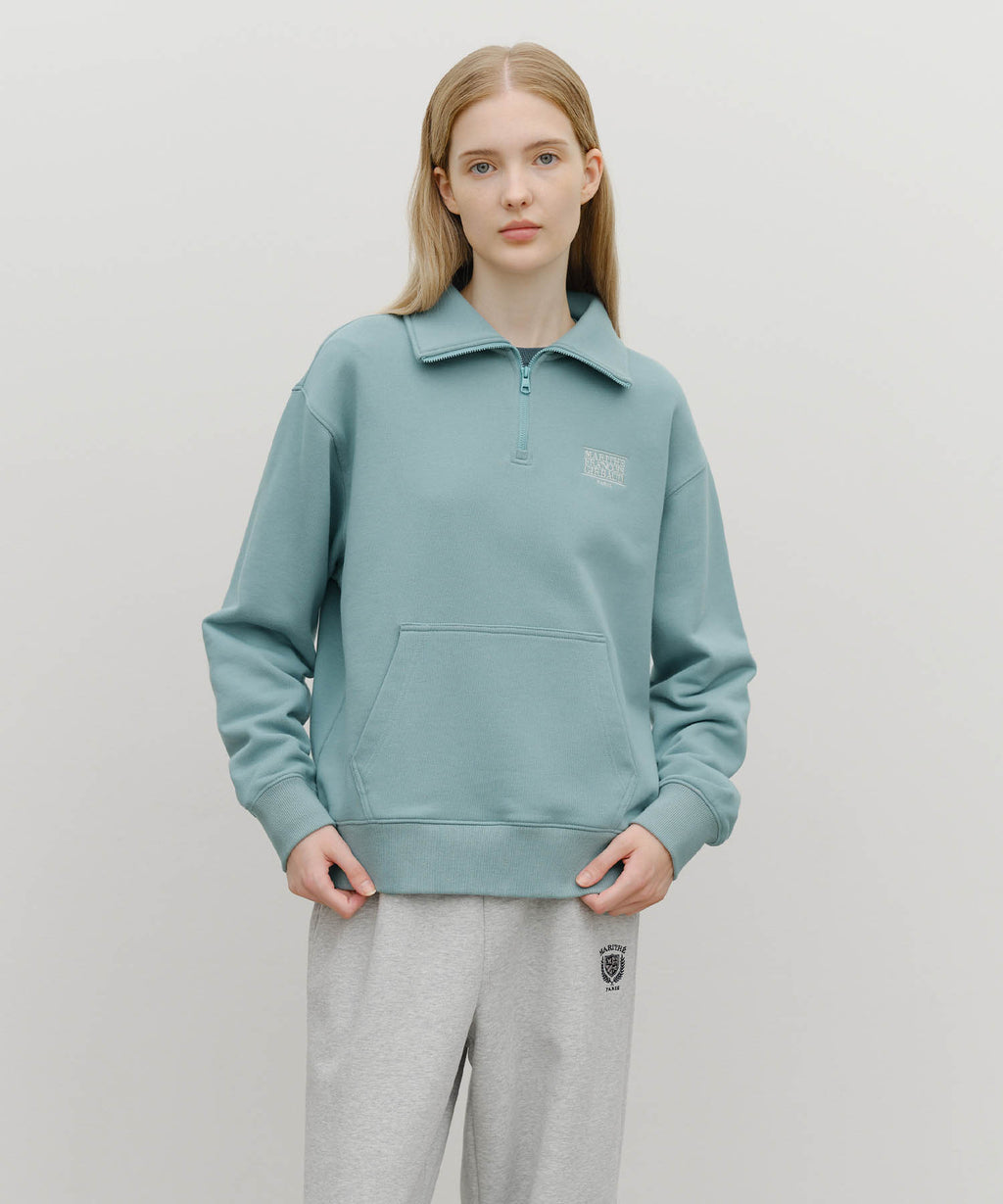 Marithe & Francois Girbaud - Classic Logo Half Zipup Sweatshirt (Mint Gray) product image 1 | TRAB K-Fashion Australia