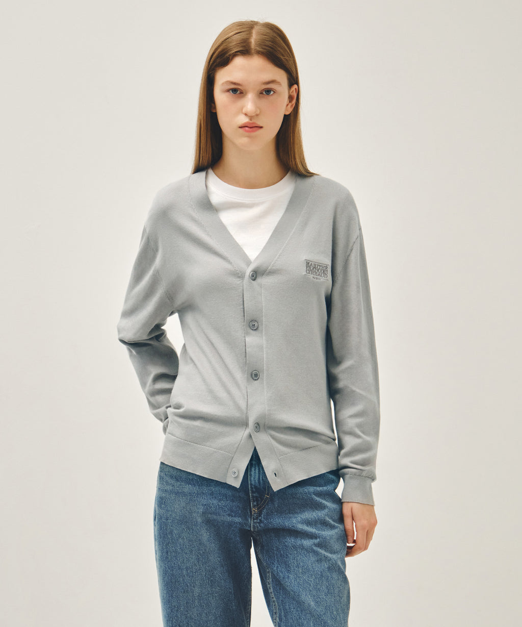 Marithe & Francois Girbaud - Small Classic Logo V-neck Knit Cardigan (Gray) product image 1 | TRAB K-Fashion Australia