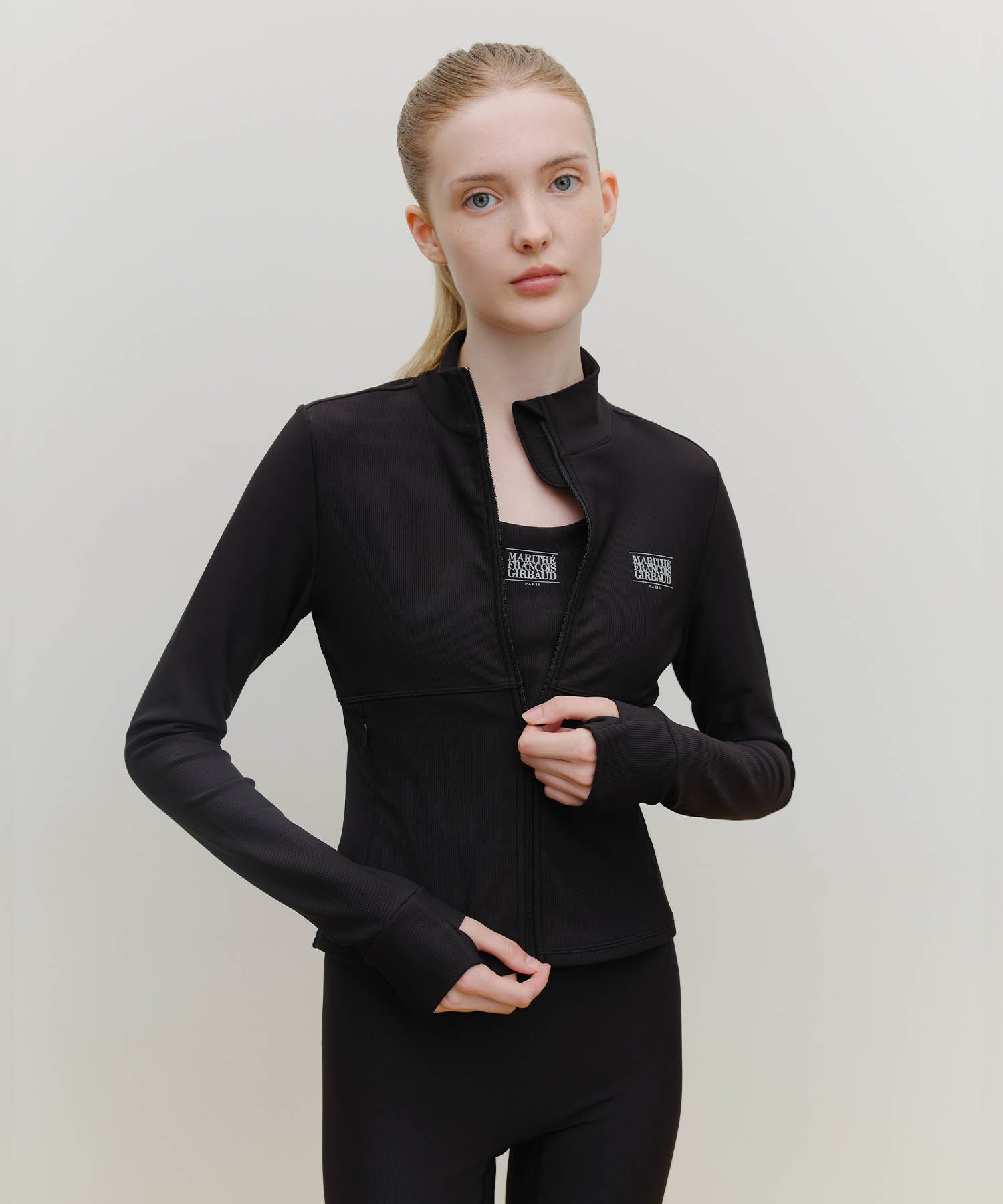 Marithe & Francois Girbaud - Marithe Sport W Slim Zip-up Jacket (Black) product image 1 | TRAB K-Fashion Australia
