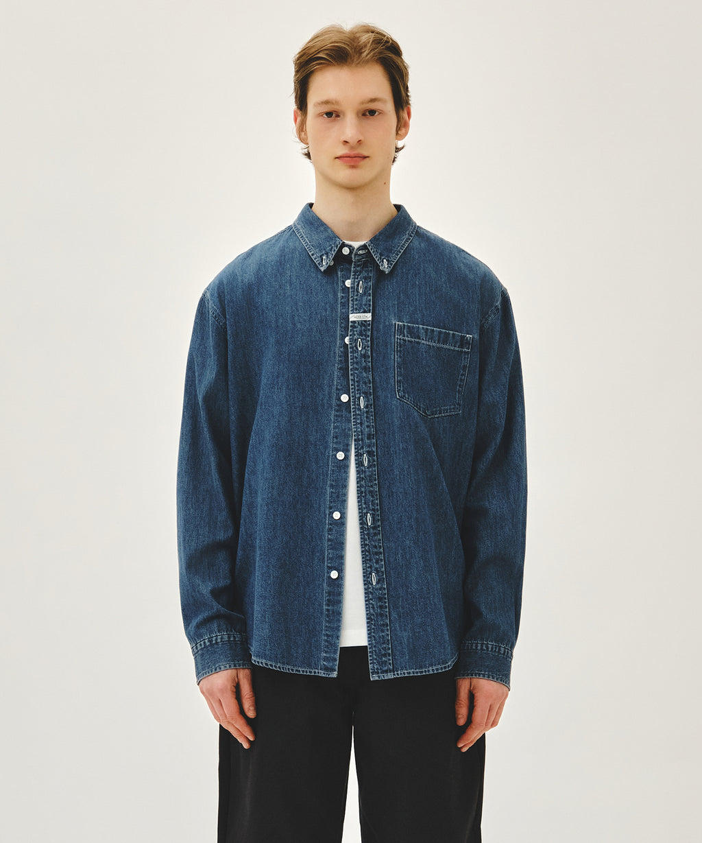 Marithe & Francois Girbaud - Uni Basic Denim Shirt (Blue) product image 1 | TRAB K-Fashion Australia