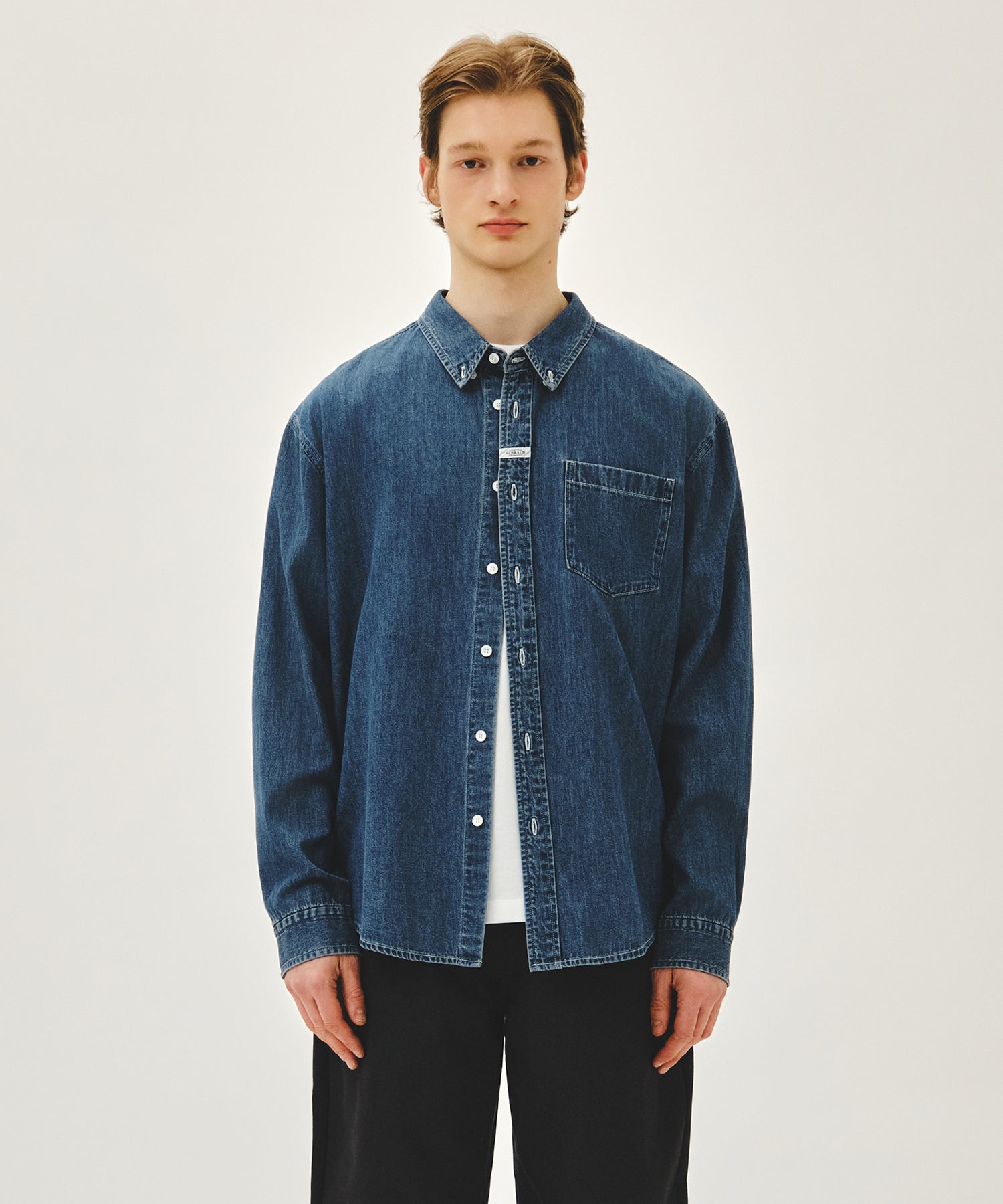 Marithe & Francois Girbaud - Uni Basic Denim Shirt (Blue) product image 1 | TRAB K-Fashion Australia