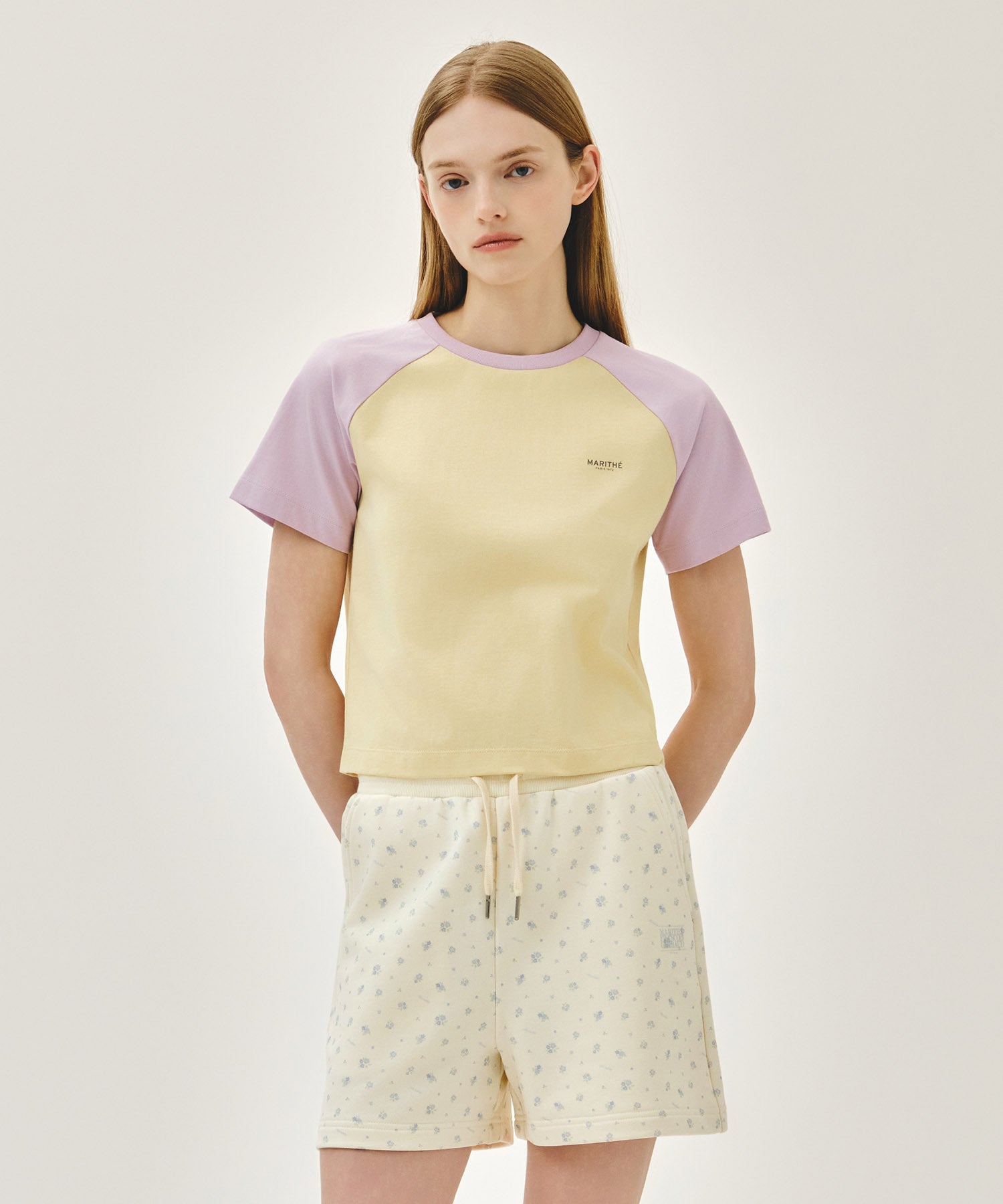 Marithe & Francois Girbaud - Small Regular Logo Raglan Crop Tee (Light Purple) product image 1 | TRAB K-Fashion Australia