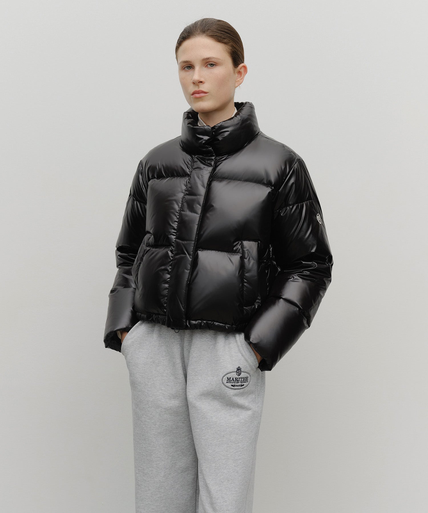Marithe & Francois Girbaud - Glossy Crop Down Jacket (Black) product image 1 | TRAB K-Fashion Australia