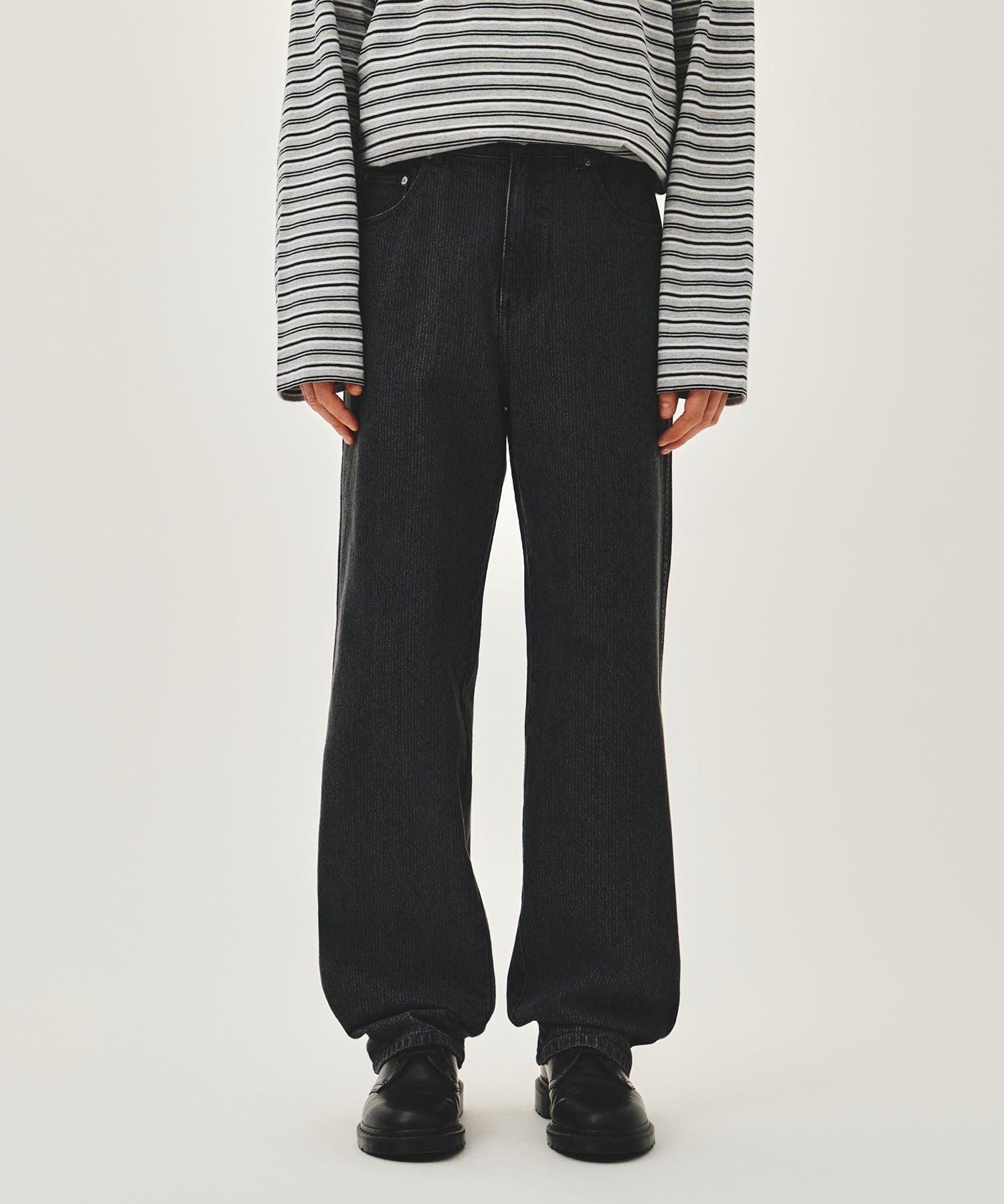Marithe & Francois Girbaud - High Straight Stripe Denim Pants (Black) product image 1 | TRAB K-Fashion Australia