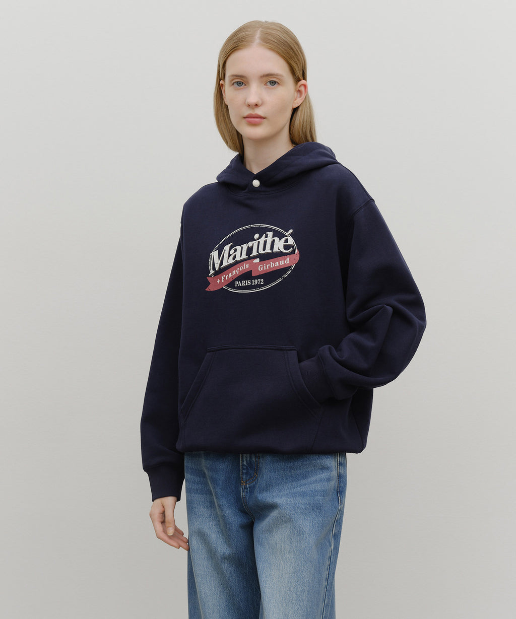 Marithe & Francois Girbaud - Vintage Stamp Graphic Hoodie (brushed) (Navy) product image 1 | TRAB K-Fashion Australia
