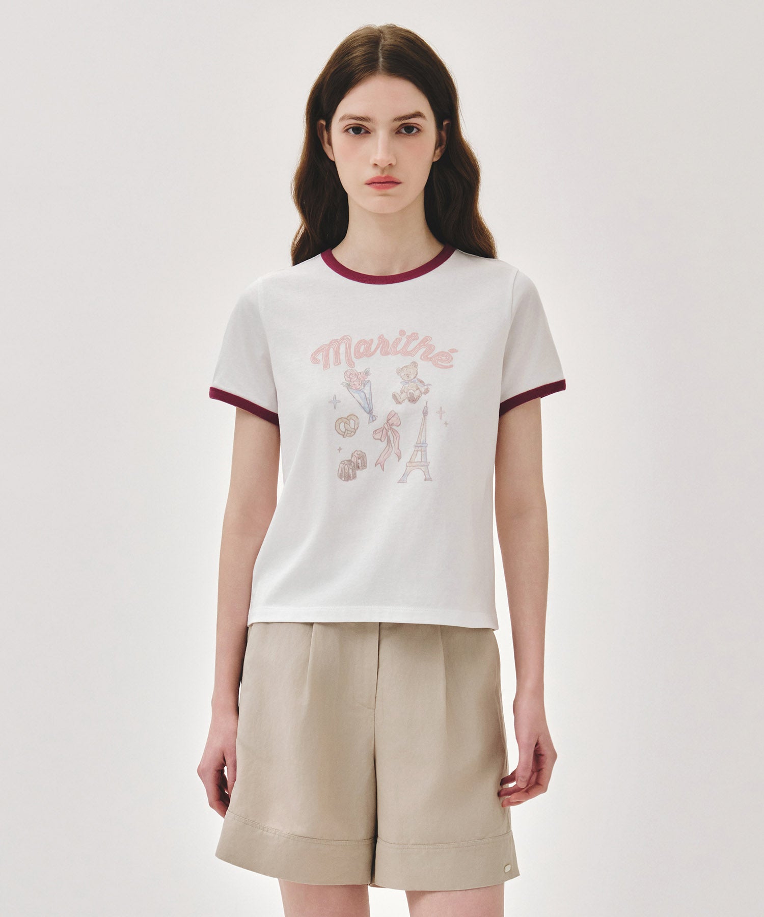 Marithe & Francois Girbaud - Paris Graphic Ringer Tee (White) product image 1 | TRAB K-Fashion Australia