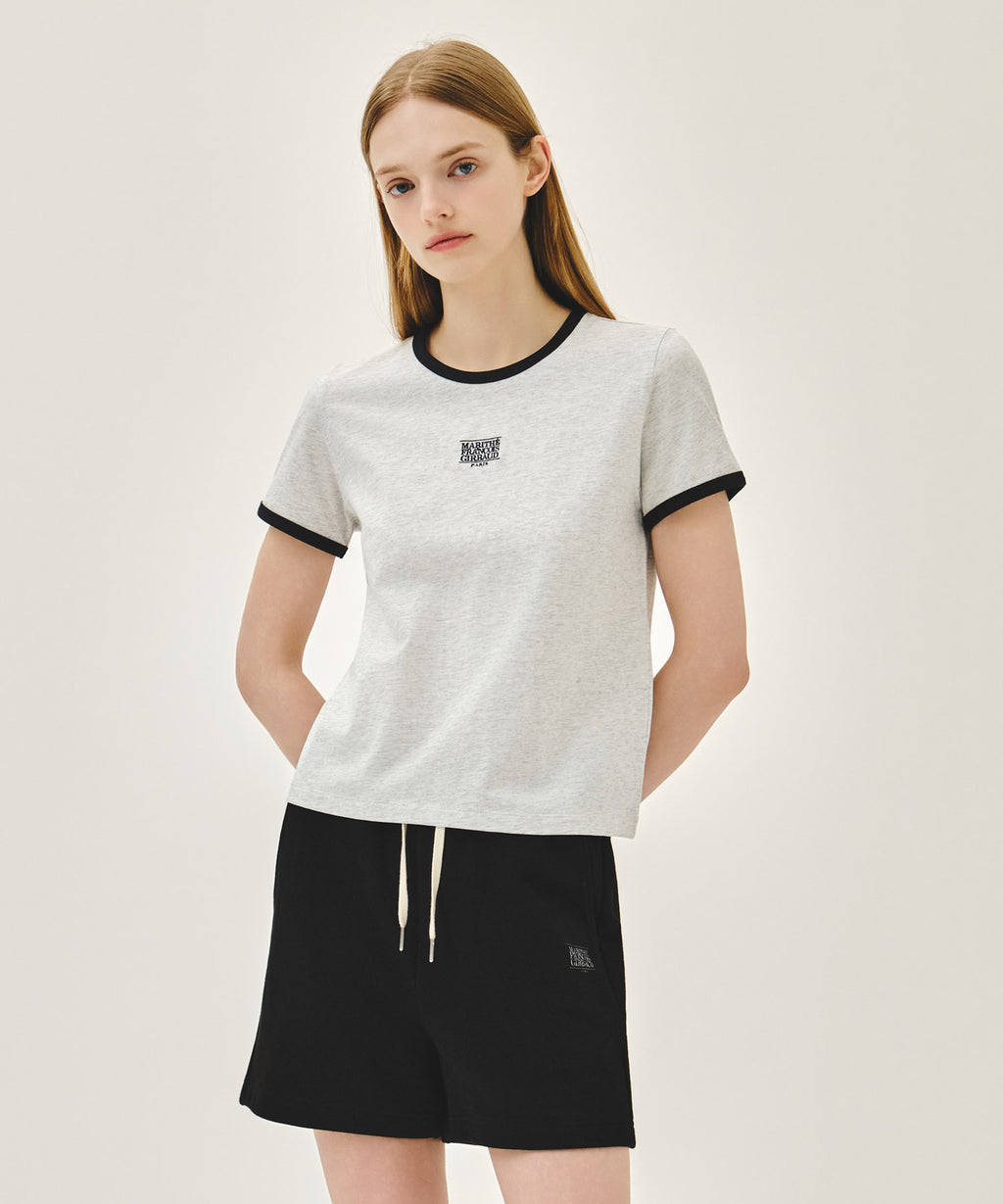 Marithe & Francois Girbaud - Classic Logo Ringer Tee (Light Heather Gray) product image 1 | TRAB K-Fashion Australia