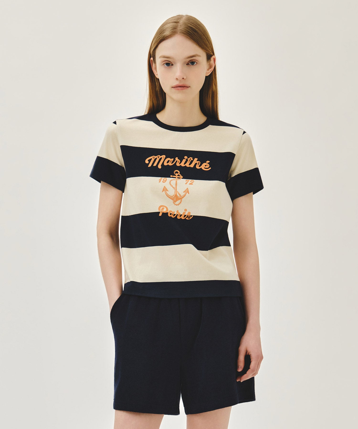Marithe & Francois Girbaud - Marine Graphic Stripe Tee (Navy) product image 1 | TRAB K-Fashion Australia