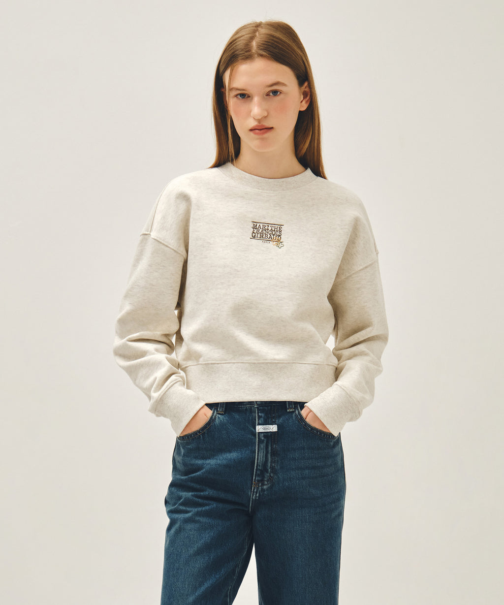 Marithe & Francois Girbaud - Flower Classic Logo Crop Sweatshirt (Oatmeal) product image 1 | TRAB K-Fashion Australia