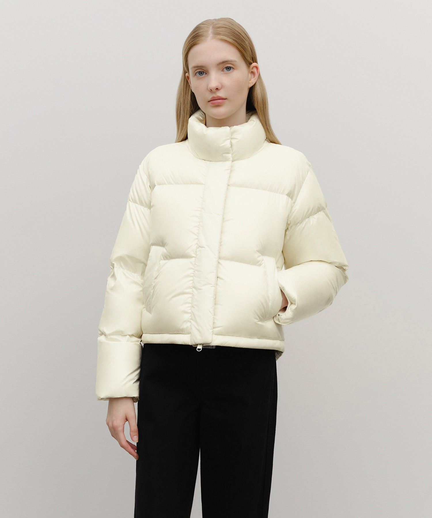 Marithe & Francois Girbaud - Glossy Crop Down Jacket (Ivory) product image 1 | TRAB K-Fashion Australia