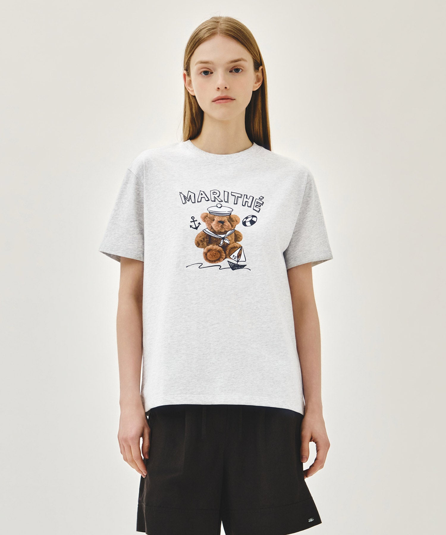 Marithe & Francois Girbaud - Marine Drawing Doodle Graphic Tee (Light Heather Gray) product image 1 | TRAB K-Fashion Australia