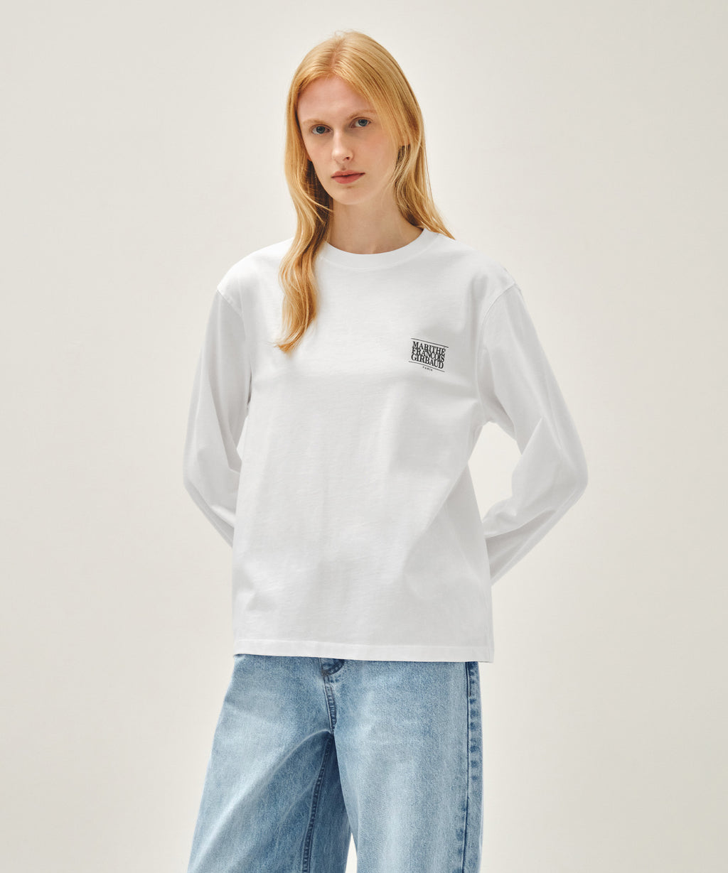 Marithe & Francois Girbaud - Back Classic Logo Long Sleeve Tee (White) product image 1 | TRAB K-Fashion Australia