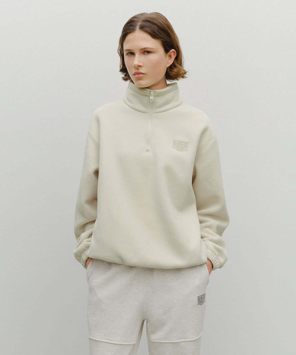 Marithe & Francois Girbaud - Classic Logo Half Neck Fleece Sweatshirt (Ivory) product image 1 | TRAB K-Fashion Australia