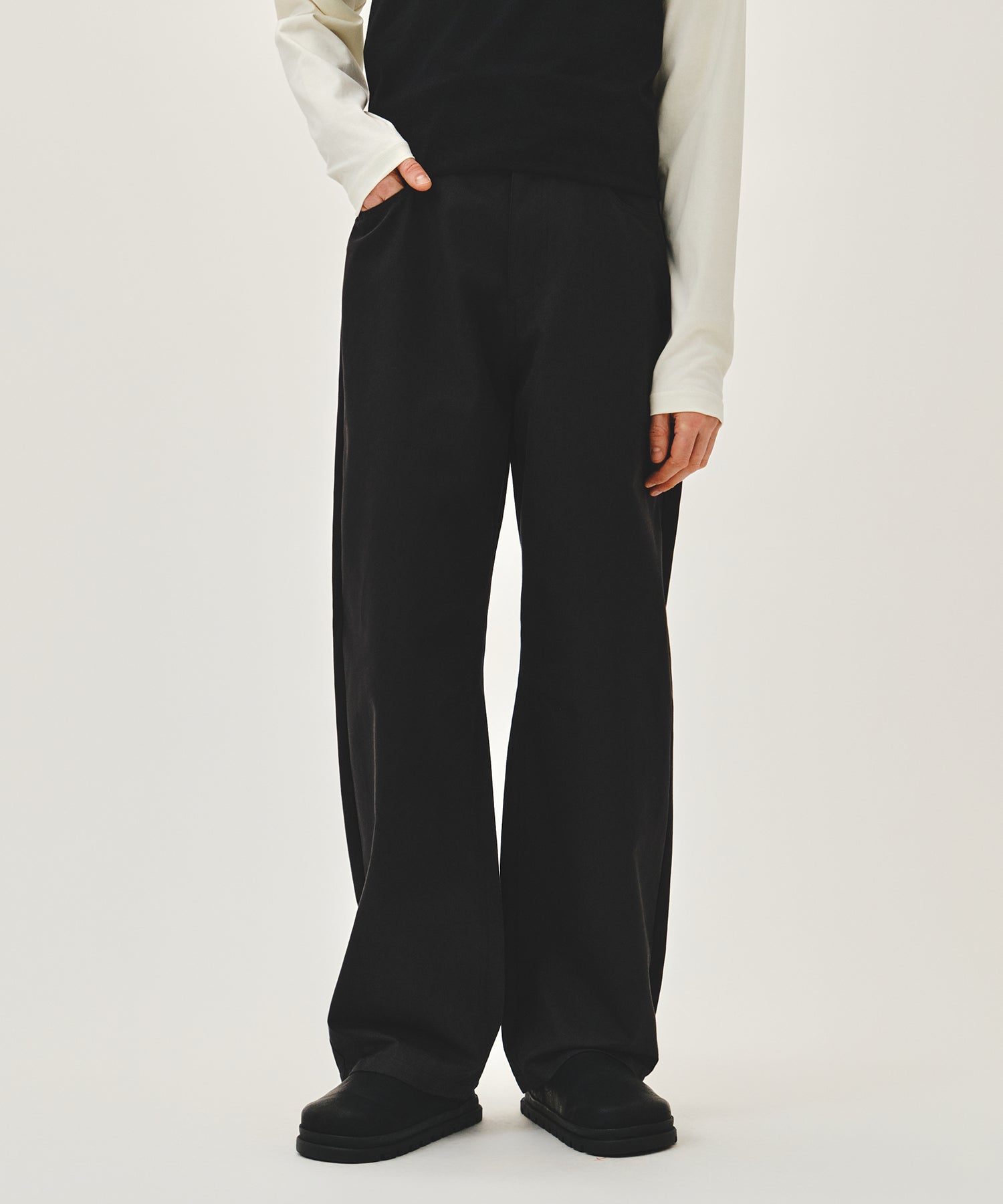 Marithe & Francois Girbaud - Curved Chino Pants (Black) product image 1 | TRAB K-Fashion Australia