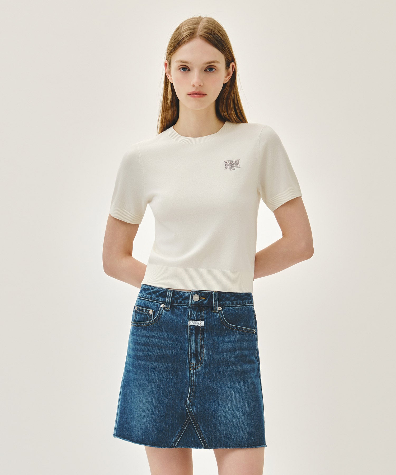 Marithe & Francois Girbaud - Small Classic Logo Half Knit Pullover (Ivory) product image 3 | TRAB K-Fashion Australia