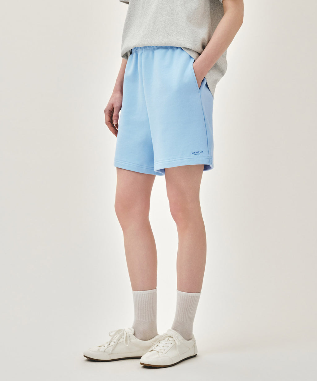 Marithe & Francois Girbaud - Regular Logo Sweat Shorts (Ice Blue) product image 1 | TRAB K-Fashion Australia