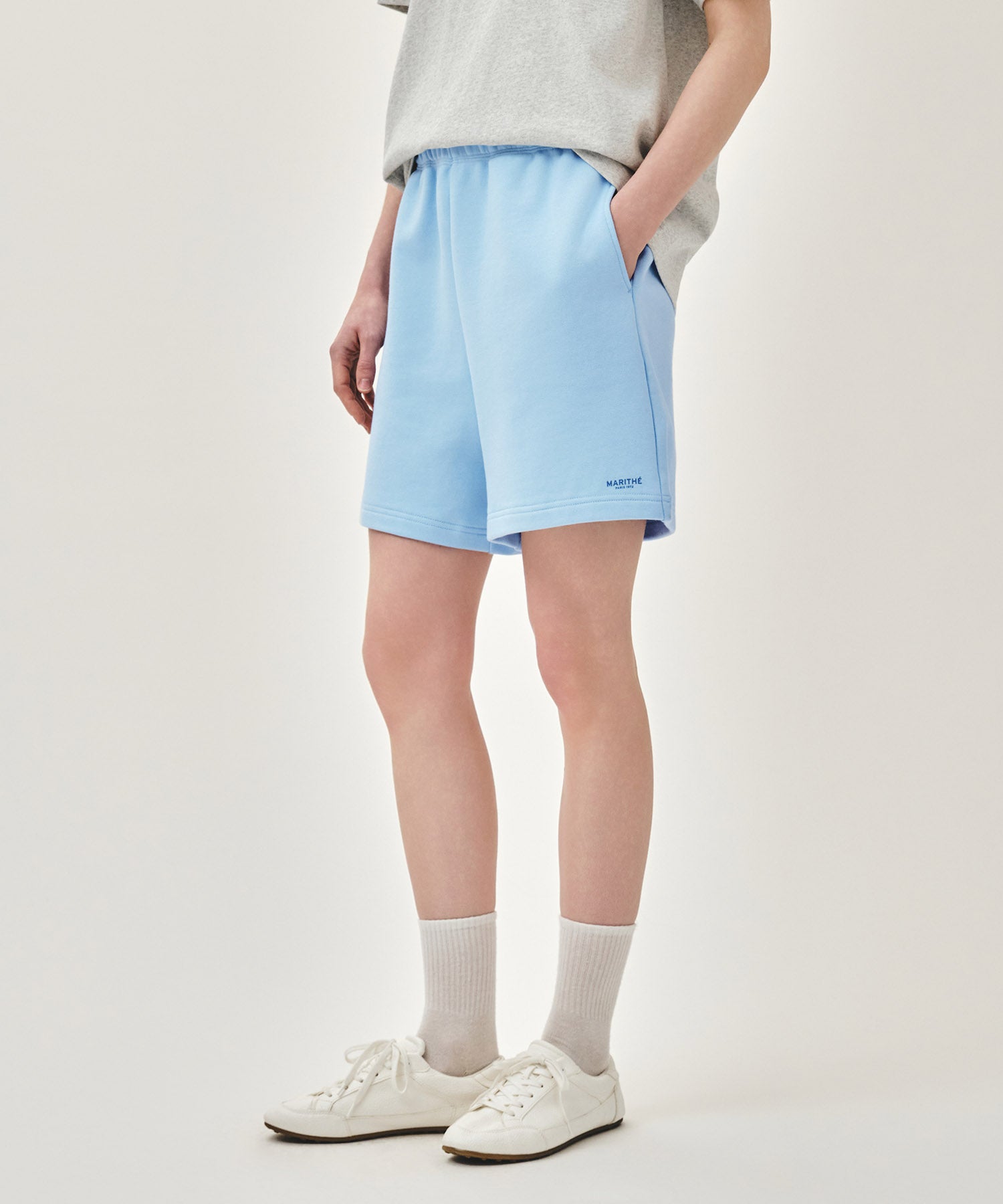 Marithe & Francois Girbaud - Regular Logo Sweat Shorts (Ice Blue) product image 1 | TRAB K-Fashion Australia