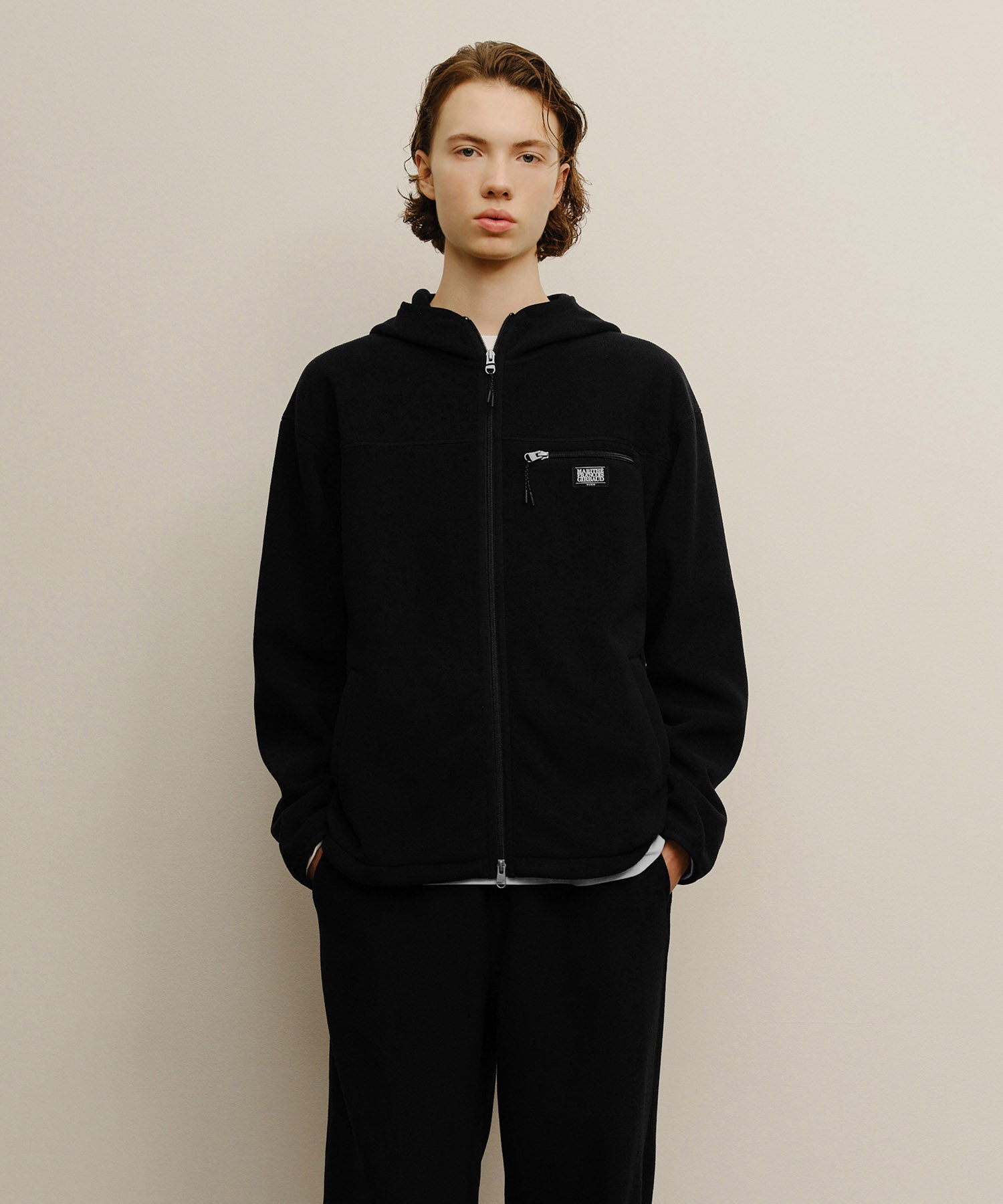 Marithe & Francois Girbaud - Marithe Sport Fleece Hood Zip-up Jacket (Black) product image 1 | TRAB K-Fashion Australia