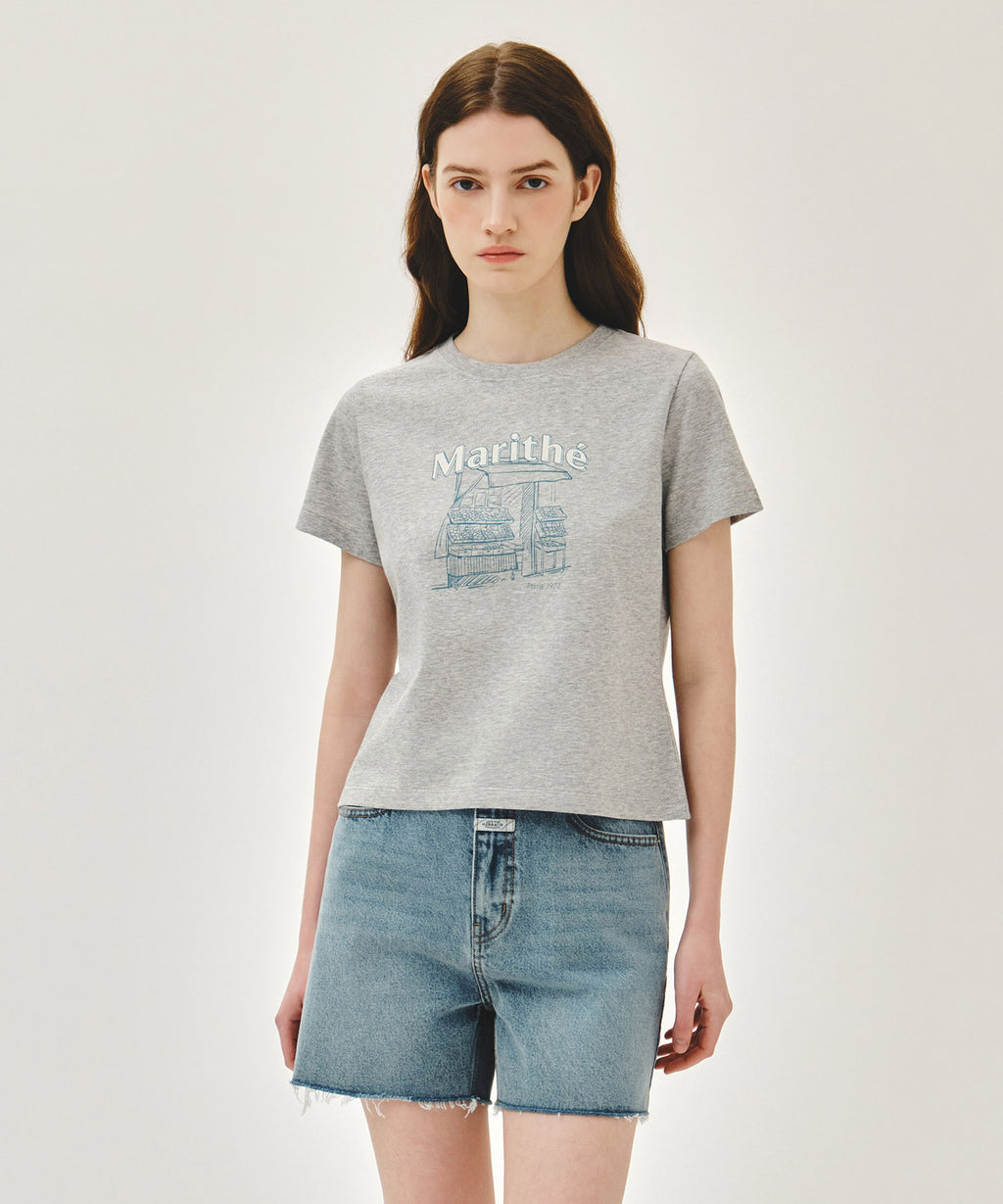 Marithe & Francois Girbaud - French Fruit Shop Graphic Tee (Heather Gray) product image 1 | TRAB K-Fashion Australia