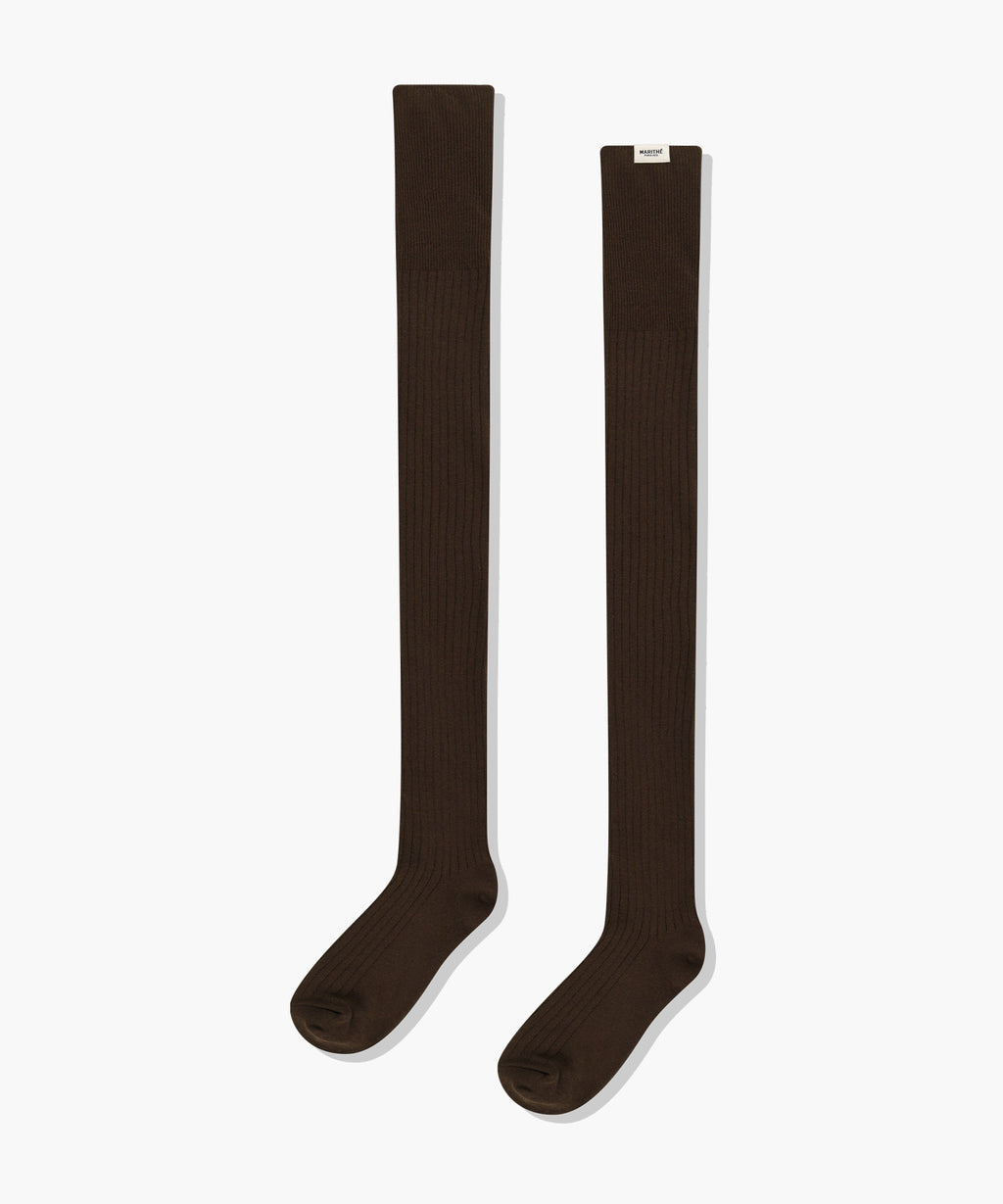 Marithe & Francois Girbaud - Over Knee Long Socks (Brown) product image 1 | TRAB K-Fashion Australia