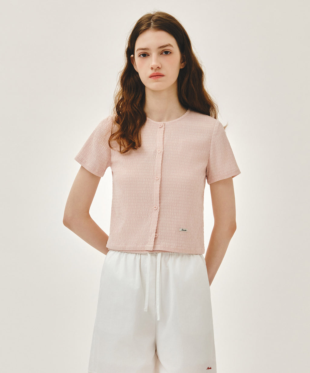 Marithe & Francois Girbaud - Crinkle Sleeveless + Cardigan Set (Pink) product image 1 | TRAB K-Fashion Australia
