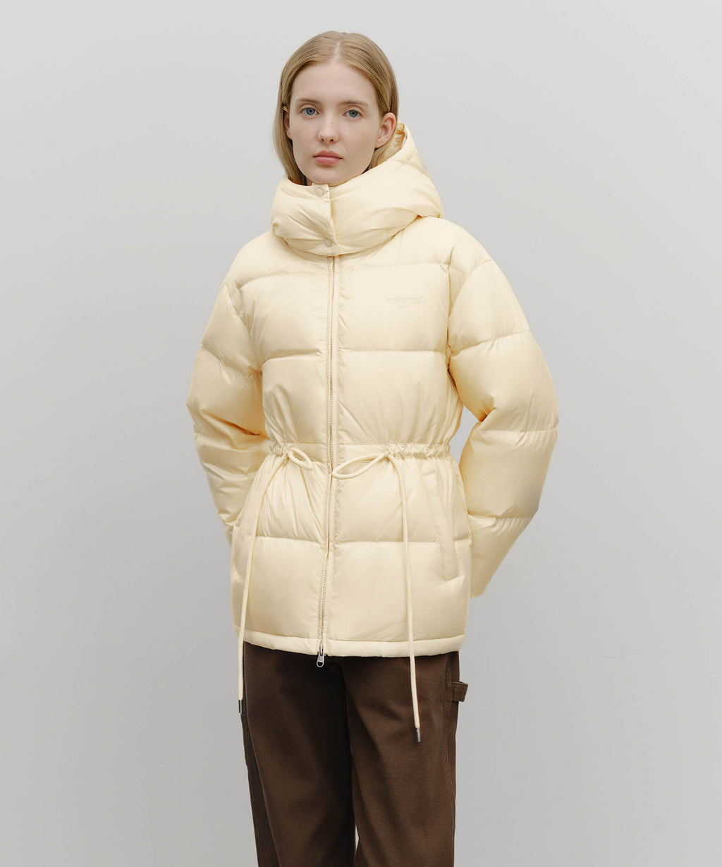 Marithe & Francois Girbaud - Waist String Mid Down Jacket (Light Beige) product image 1 | TRAB K-Fashion Australia