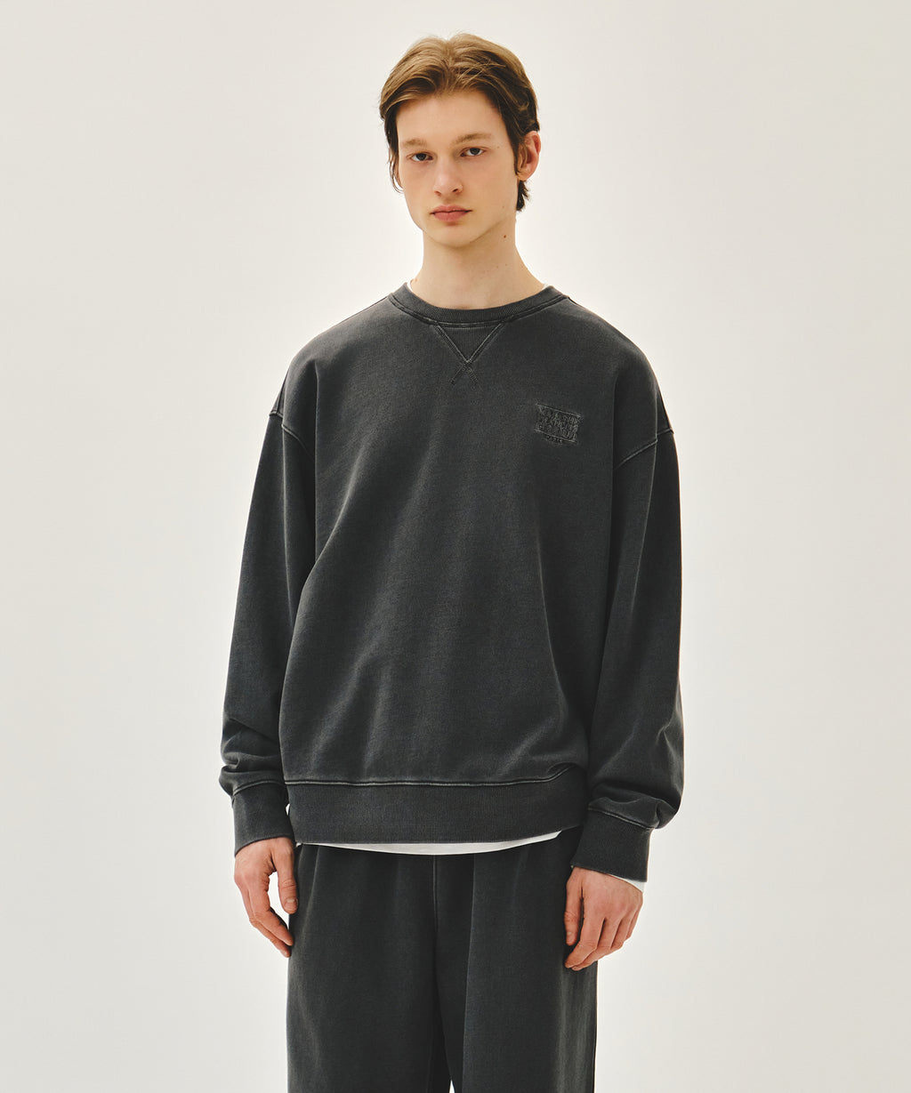 Marithe & Francois Girbaud - Outline Classic Logo Dyeing Oversized Sweatshirt (Charcoal) product image 1 | TRAB K-Fashion Australia