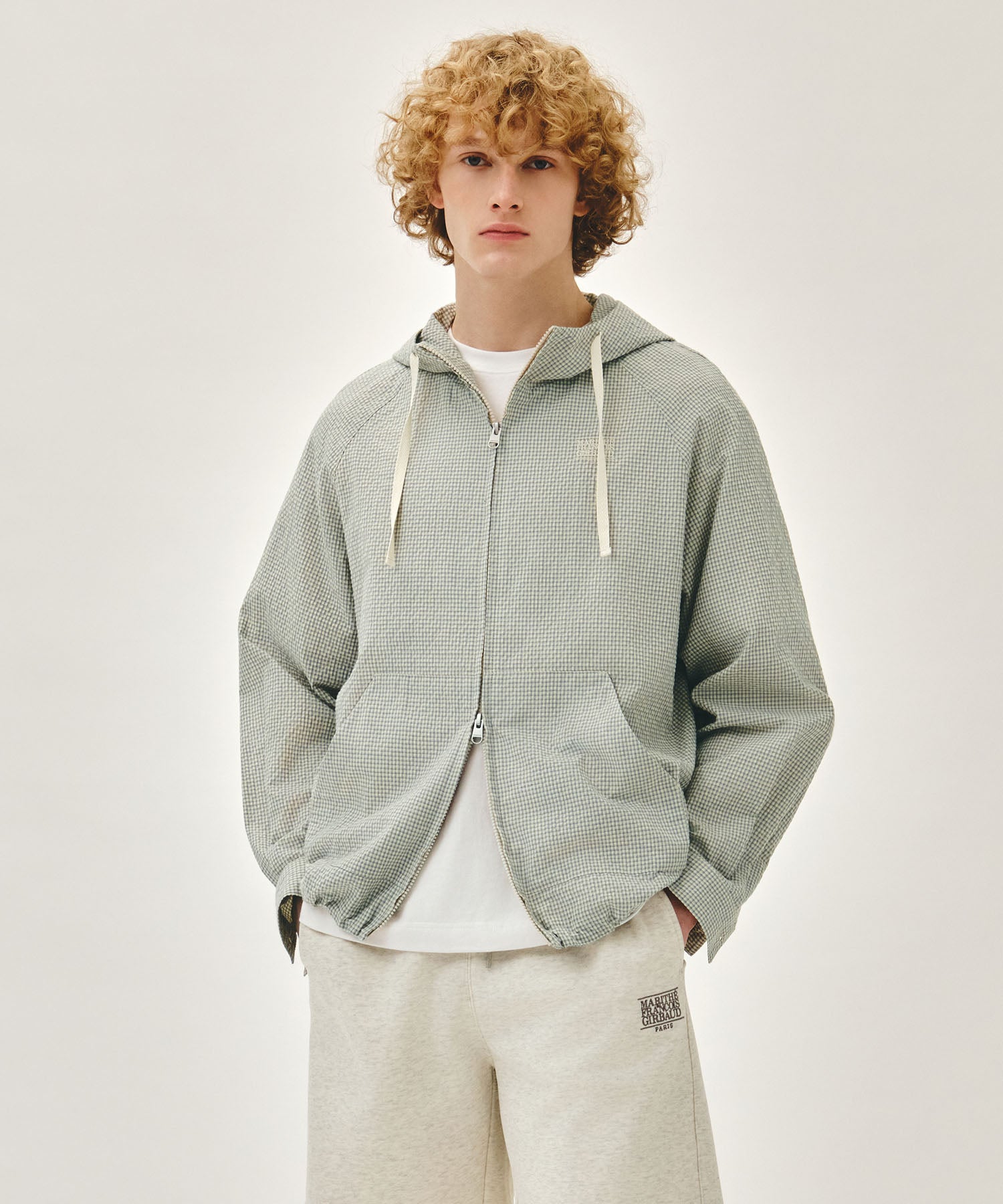 Marithe & Francois Girbaud - Classic Logo Hooded Pattern Jacket (Check) product image 1 | TRAB K-Fashion Australia