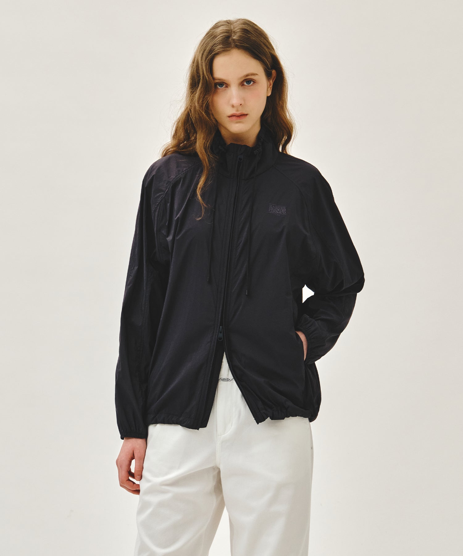 Marithe & Francois Girbaud - Highneck Packable Nylon Jacket (Charcoal) product image 1 | TRAB K-Fashion Australia