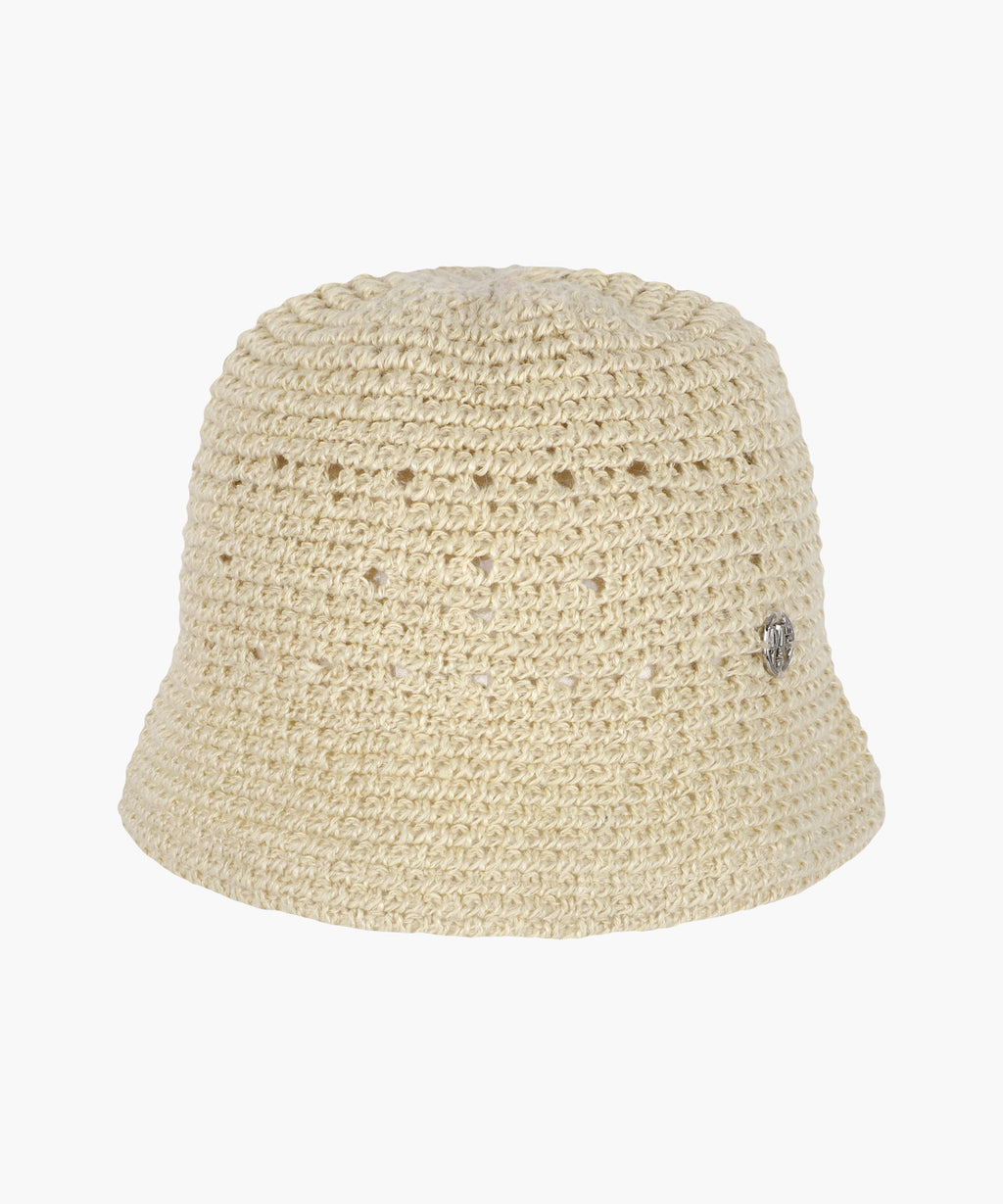Marithe & Francois Girbaud - Circle Logo Crochet Bucket Hat (Light Beige) product image 1 | TRAB K-Fashion Australia