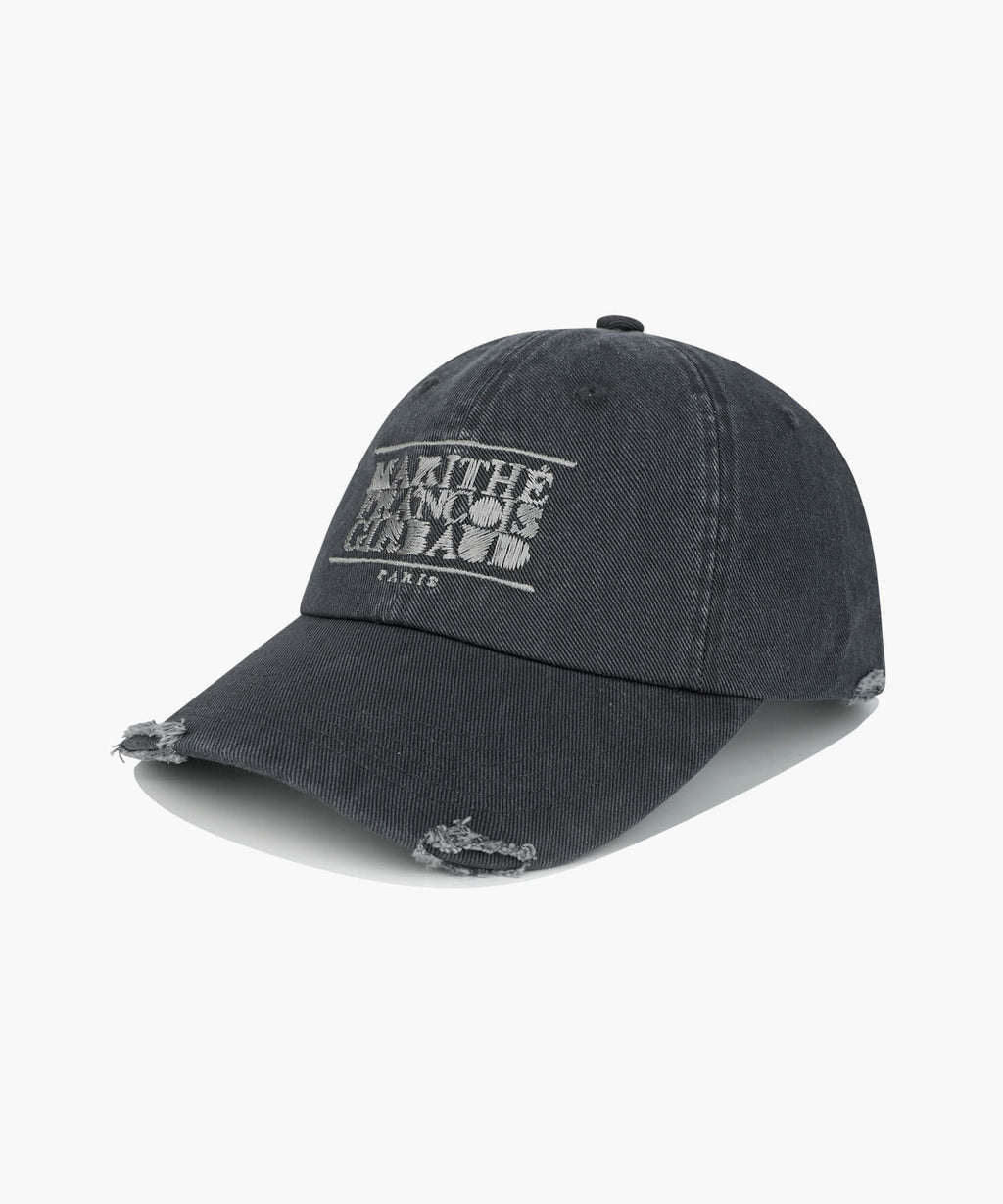 Marithe & Francois Girbaud - Drawing Classic Logo Damaged Covered Cap (Charcoal) product image 1 | TRAB K-Fashion Australia
