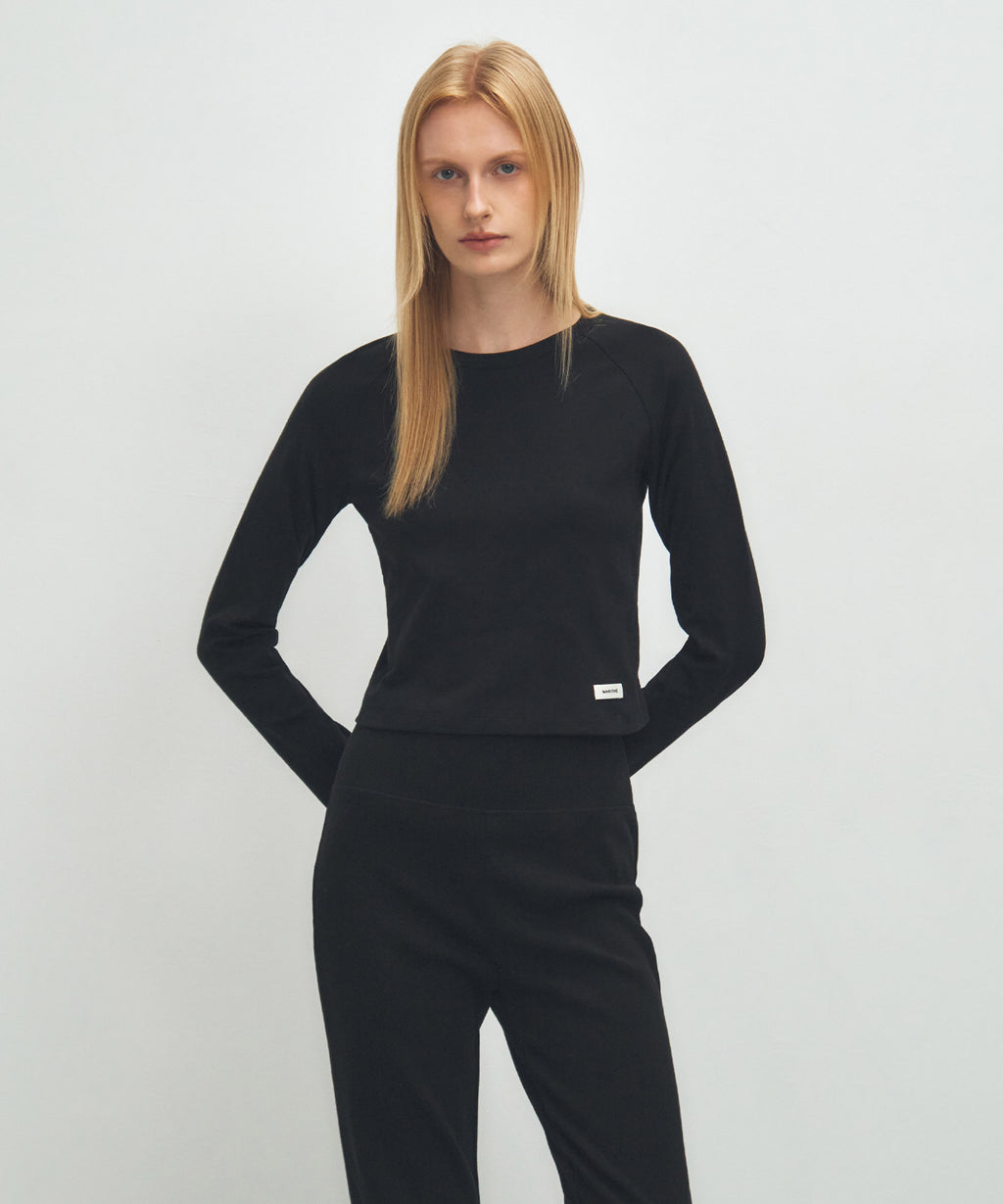 Marithe & Francois Girbaud - Basic Crop Long Sleeve (Black) product image 1 | TRAB K-Fashion Australia