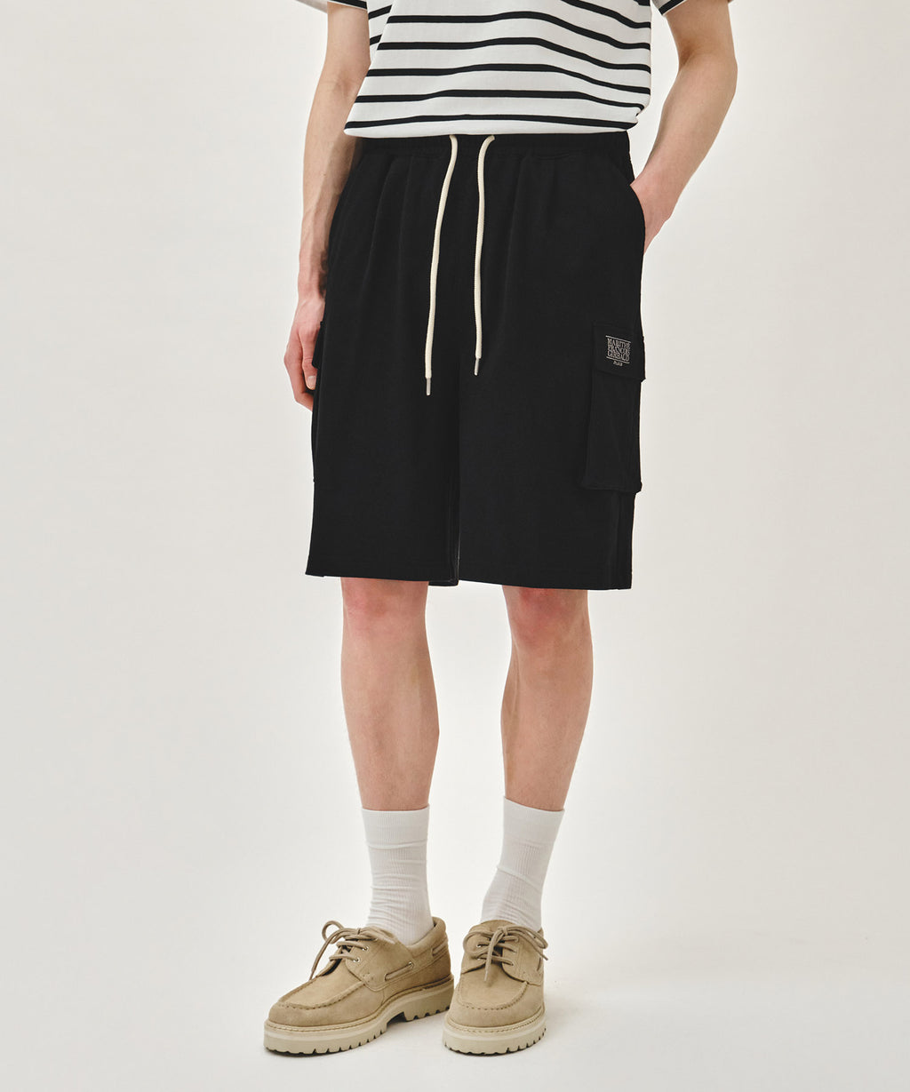 Marithe & Francois Girbaud - Classic Logo Cargo Sweat Shorts (Black) product image 1 | TRAB K-Fashion Australia