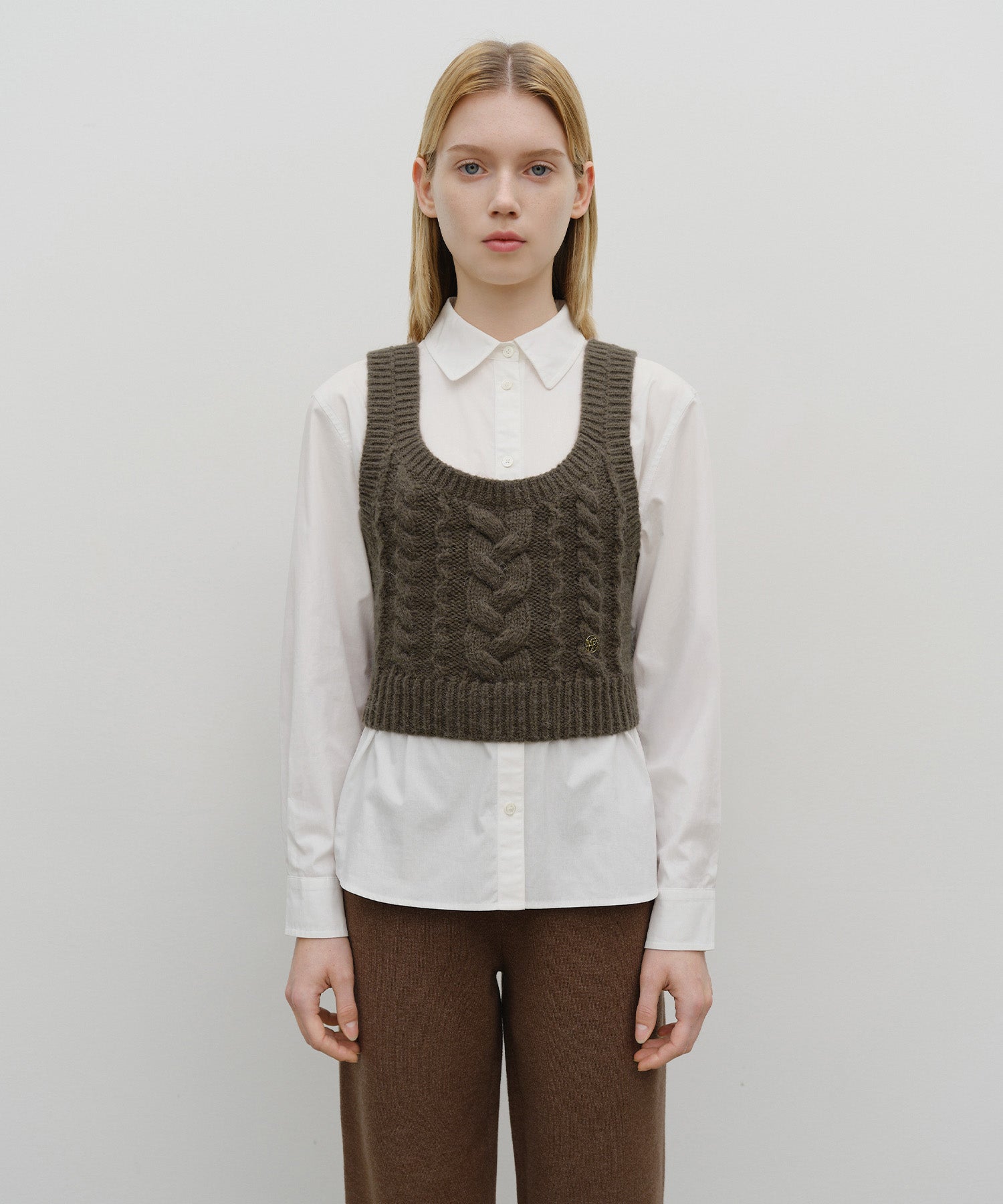 Marithe & Francois Girbaud - Logo Knit Bustier (Brown) product image 1 | TRAB K-Fashion Australia